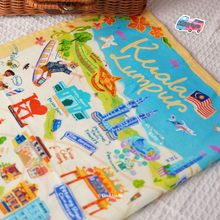 Load image into Gallery viewer, Doodle Land: Have A Super Cool Day in Kuala Lumpur - Tea Towel