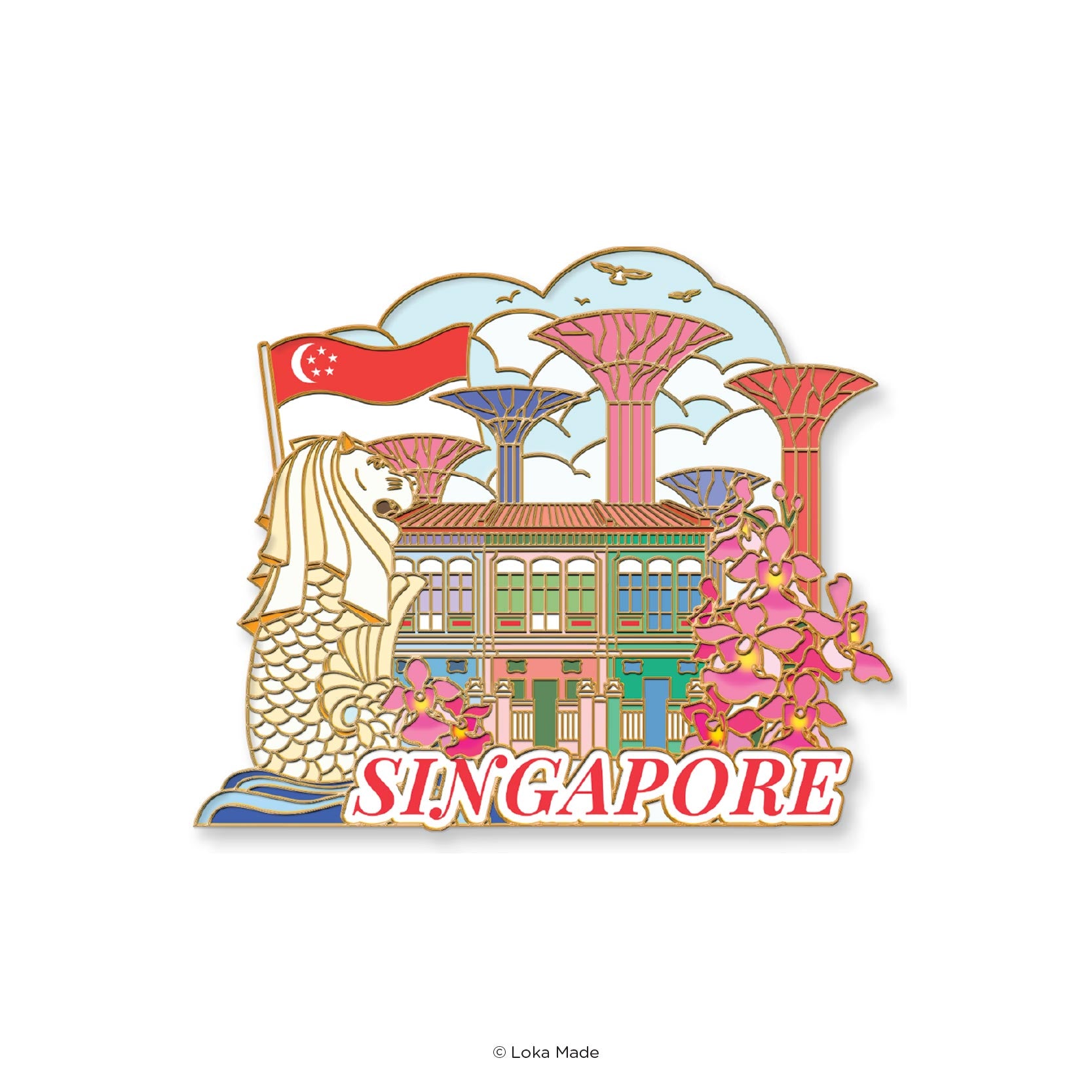 Loka Made Enamel Magnet - Singapore Daylight Charm