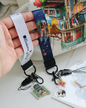 Load image into Gallery viewer, Kinokuniya x Loka Made 'Whimsical Bookstore' - Short Lanyard (Blue)
