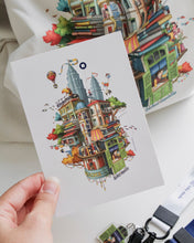 Load image into Gallery viewer, Kinokuniya x Loka Made &lt;Whimsical Bookstore&gt; Postcard
