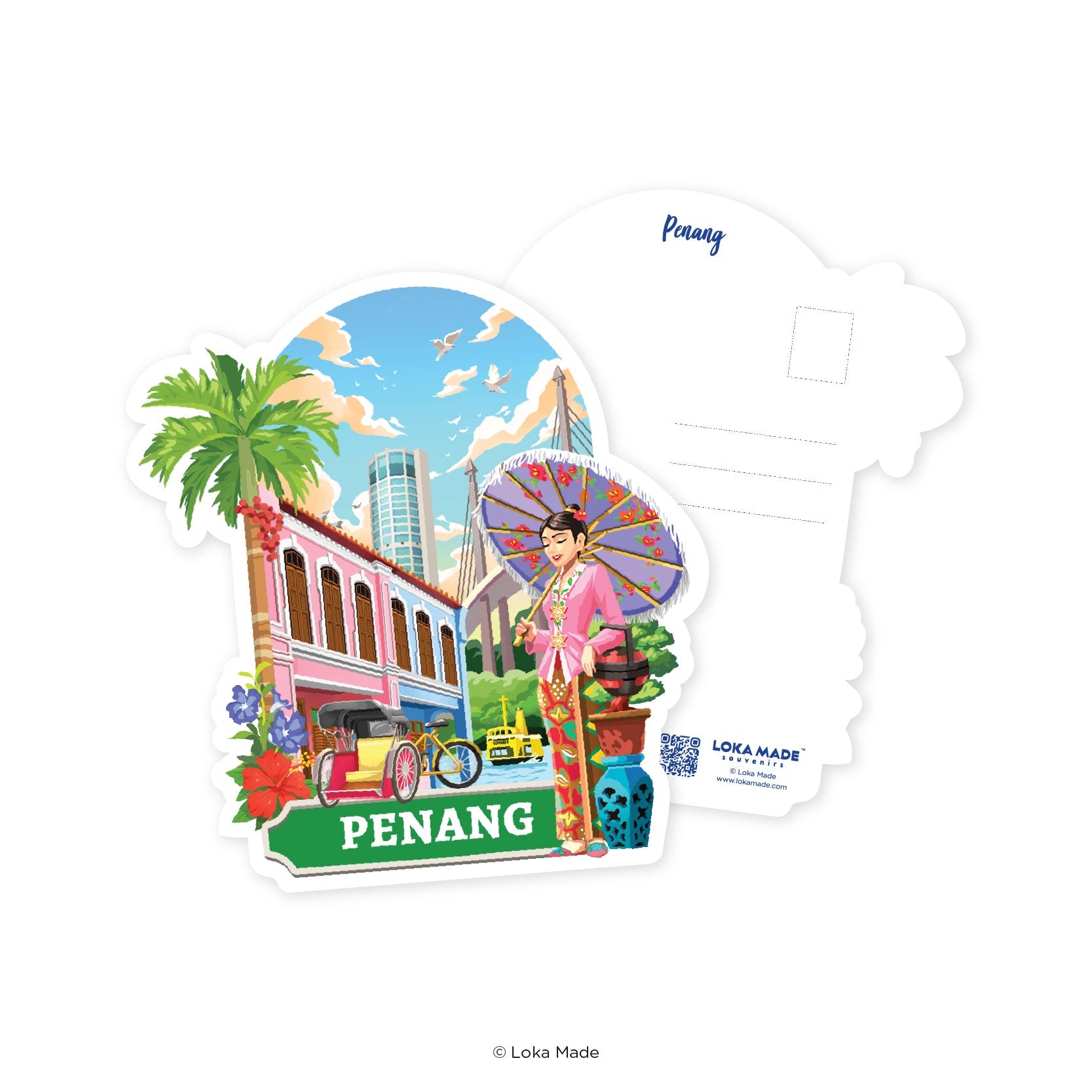 Loka Made Shaped Postcard: Penang Pastel