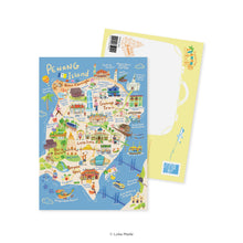 Load image into Gallery viewer, Doodle Land: Penang Island Map - Malaysia Postcard