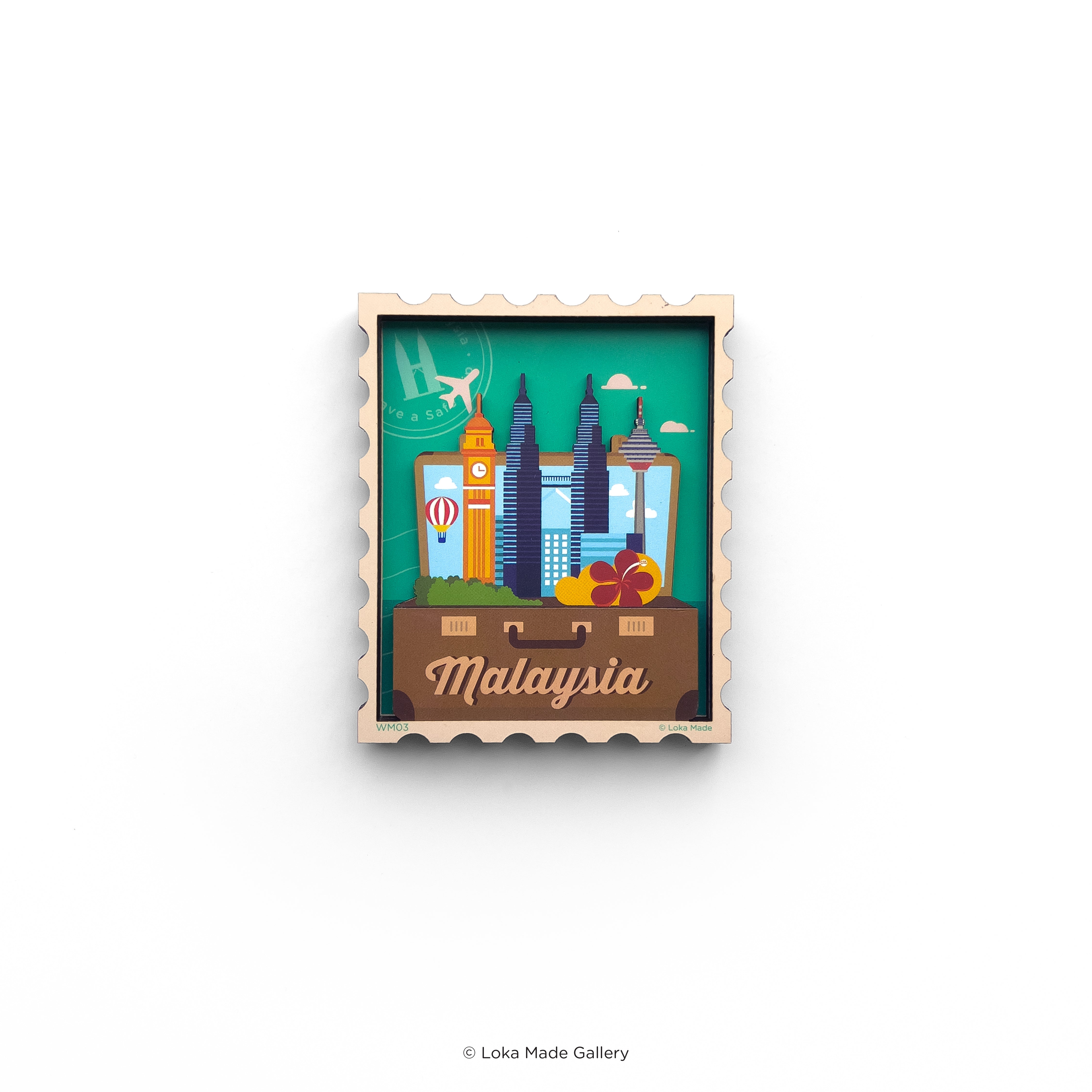 Loka Made Woodee Magnet 'Suitcase, Bon Voyage' - Wood Magnet