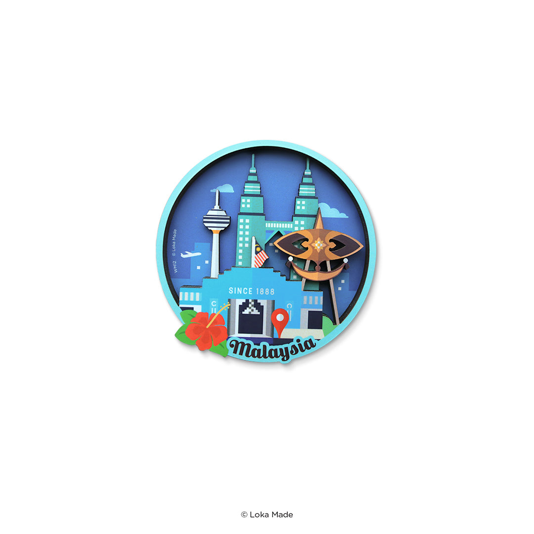 Loka Made Woodee Magnet 'Buzzing Central Market' - Wood Magnet