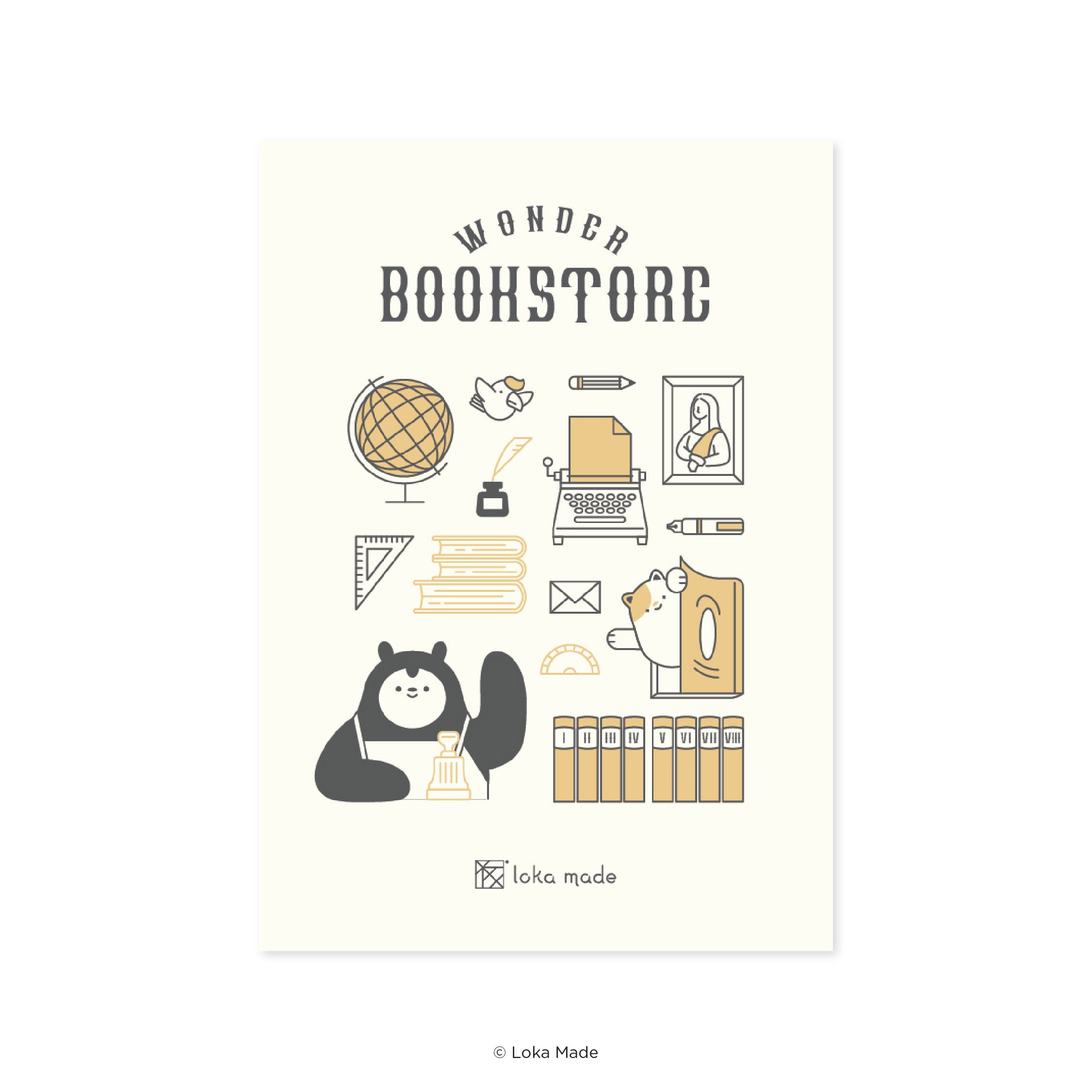Image 503: TSUTAYA BOOKS x Loka Made 'Wonder Bookstore' - Letterpress Postcard (Stationary)