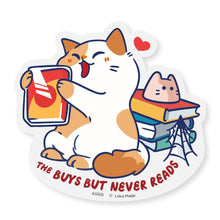 Load image into Gallery viewer, Sticker Reader Cat: The Buys But Never Reads