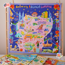 Load image into Gallery viewer, Doodle Land: City Walk in Kuala Lumpur - Tea Towel

