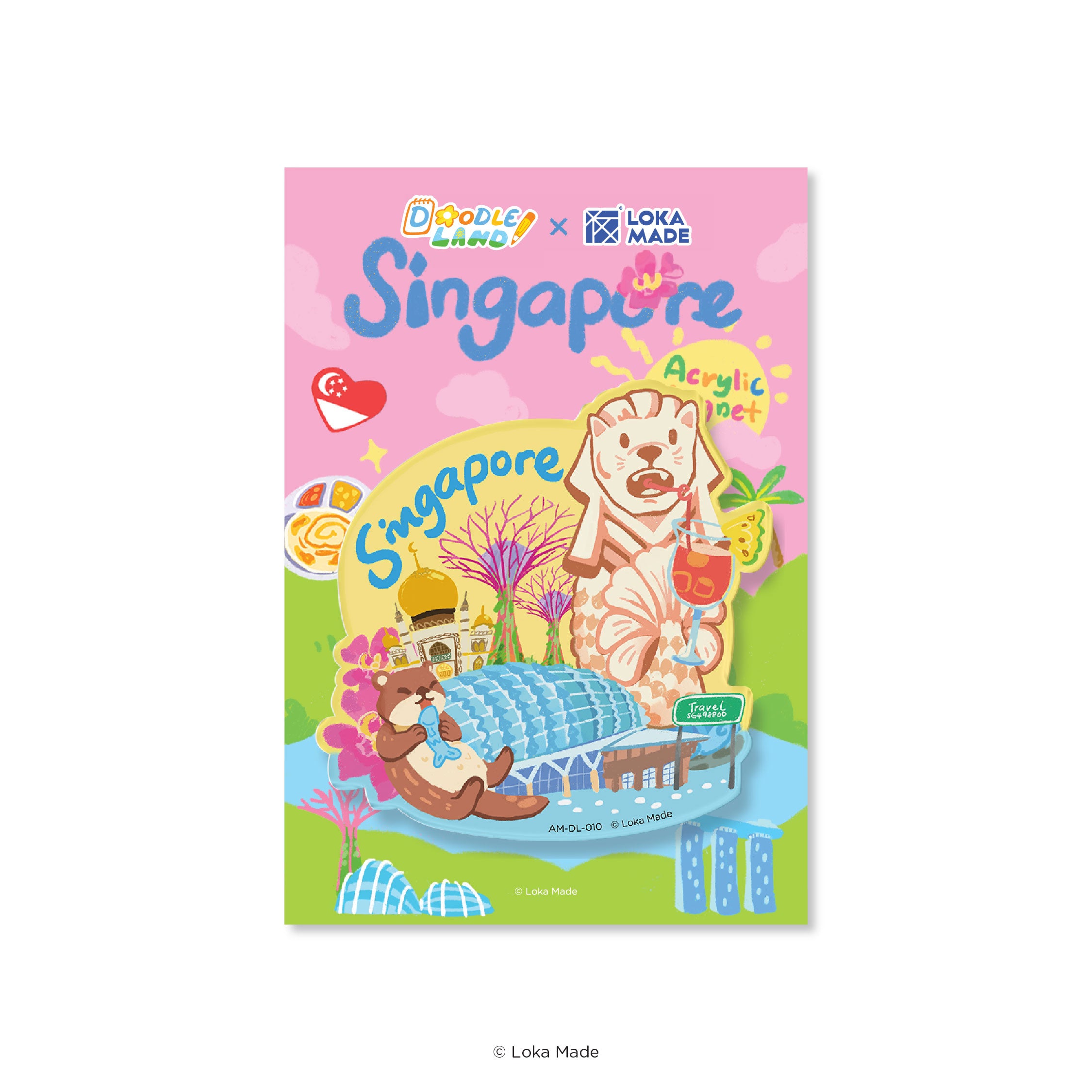Doodle Land: Cheers From Singapore - Acrylic Magnet