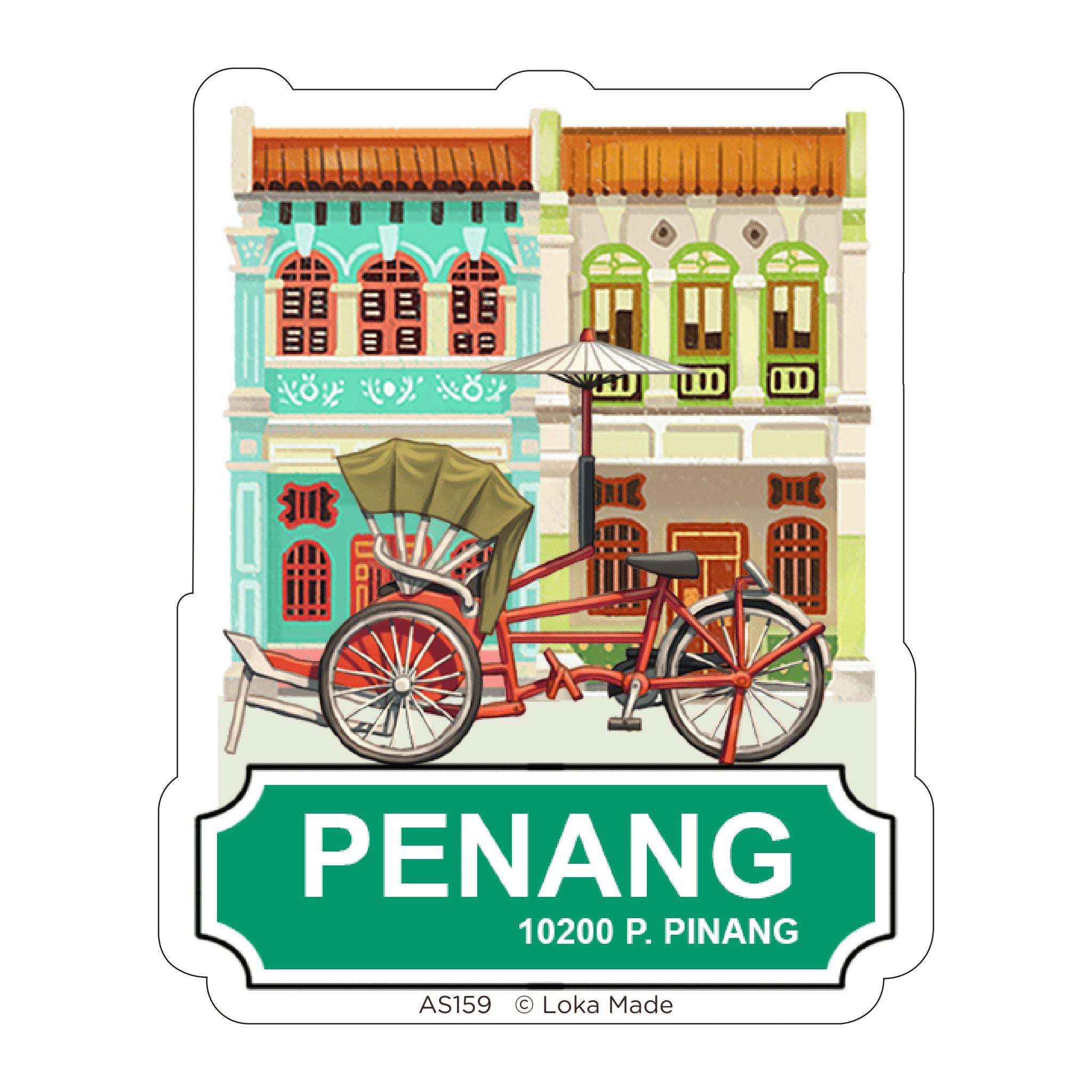 Luggage sticker: Jalan-Jalan Trishaw | Loka Made