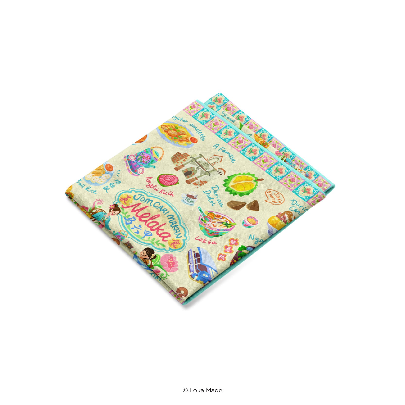 Doodle Land: Jom Cari Makan At Melaka - Tea Towel