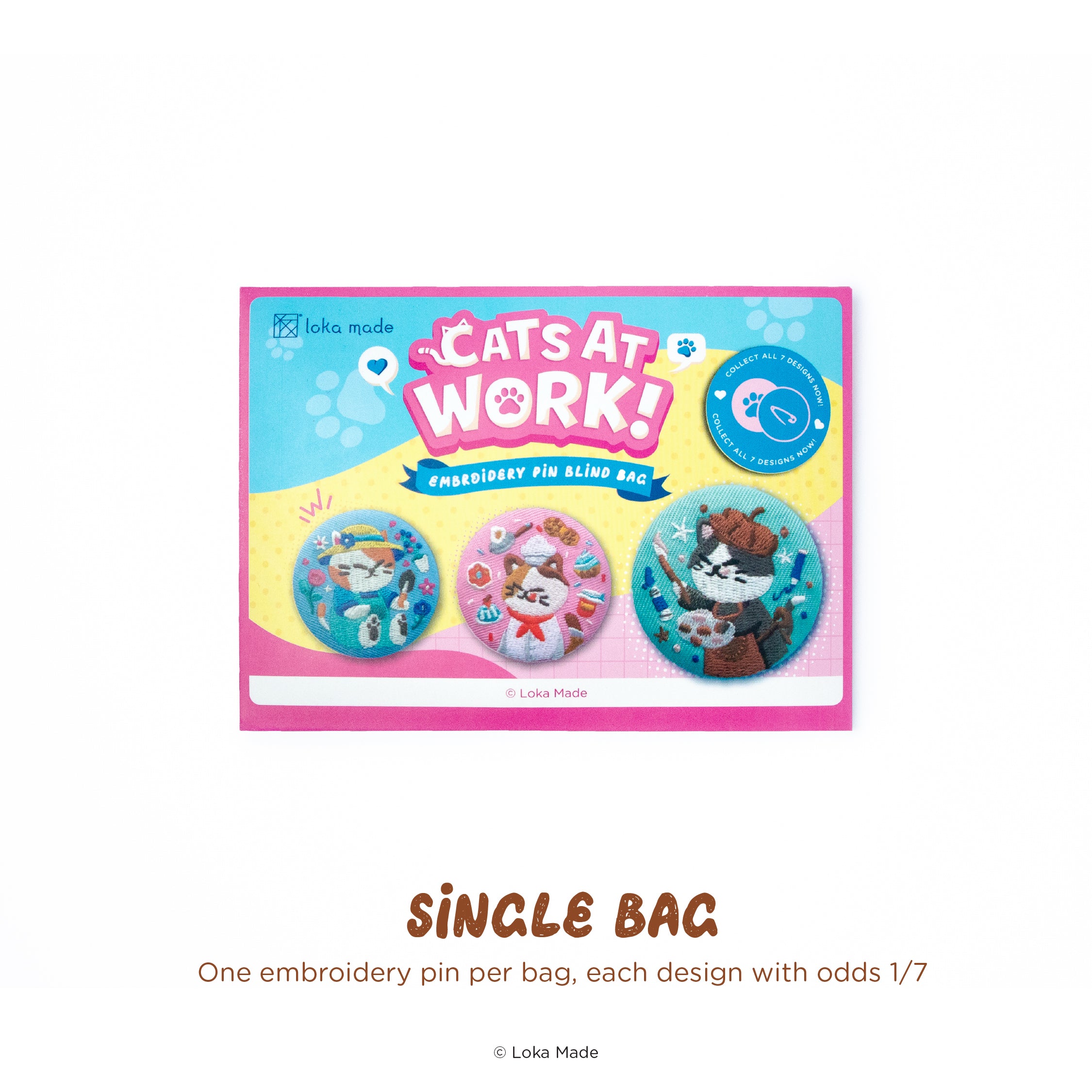 Cats At Work - Embroidery Pin Blind Bag