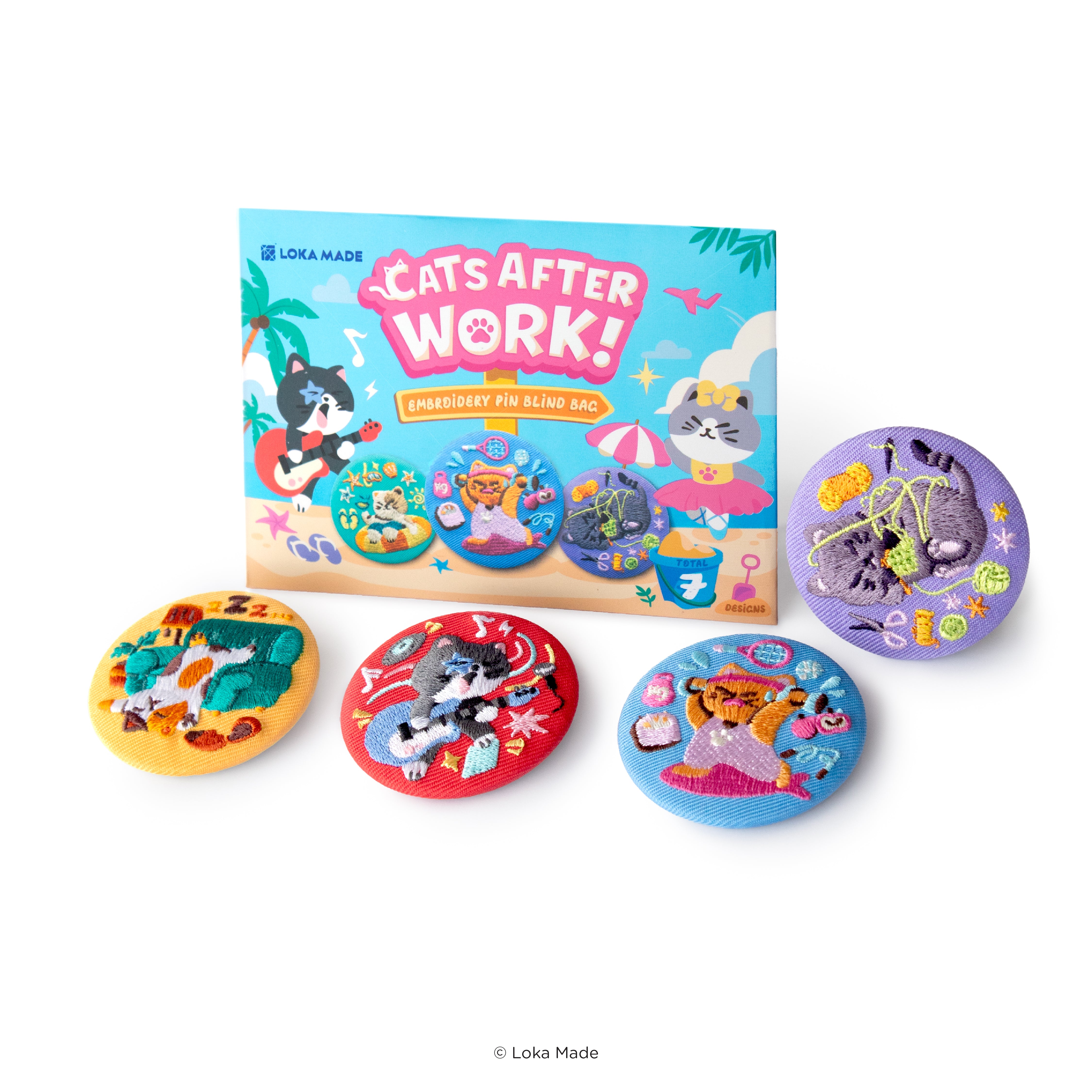 Cats After Work - Embroidery Pin Blind Bag