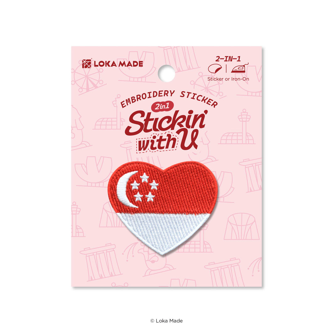 Stickin' with U: Singapore Flag - Embroidery Sticker