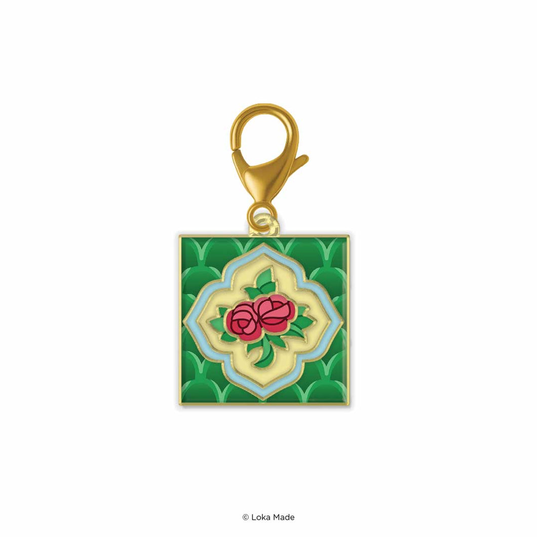 Peranakan Red Rose Tile - Enamel Charm