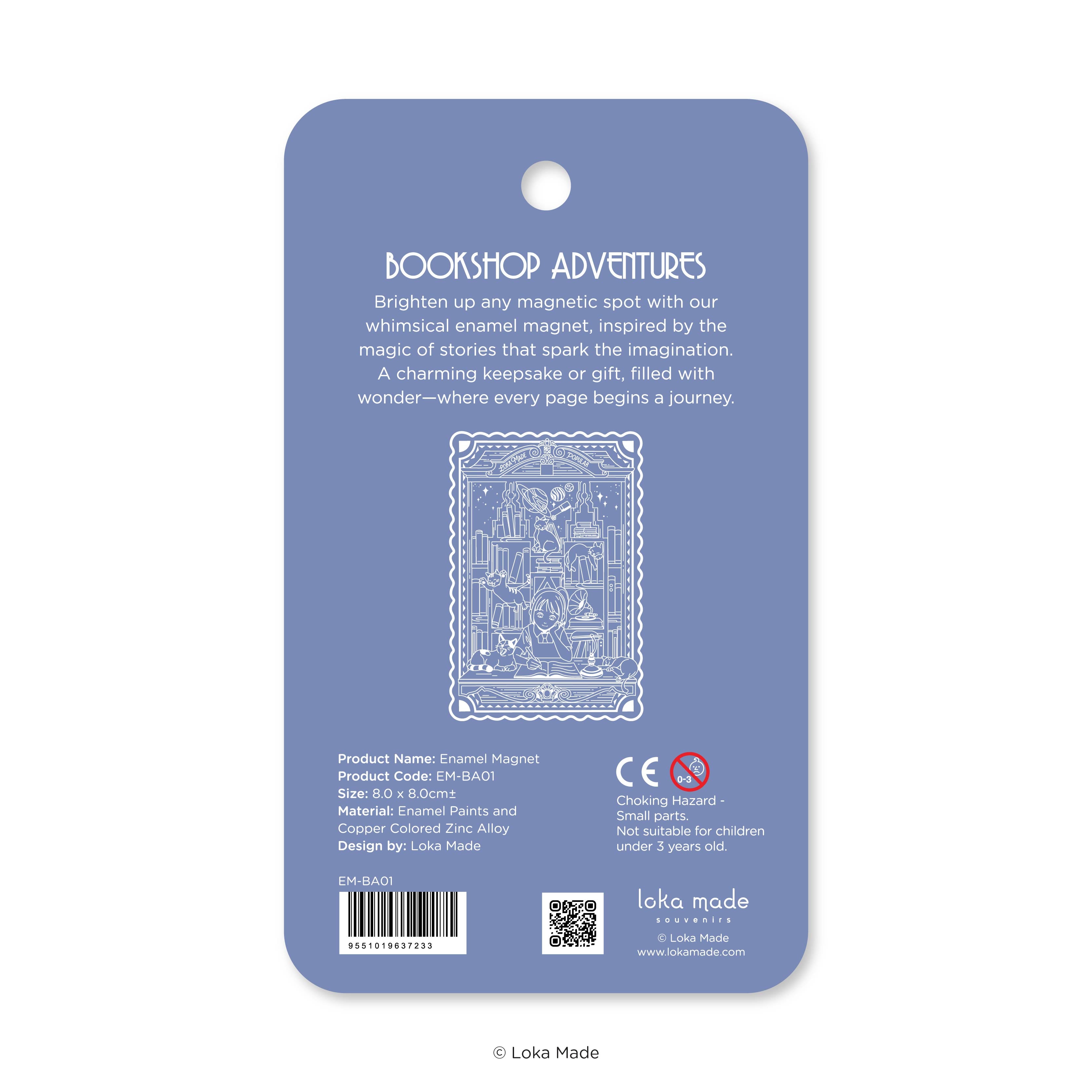 Bookshop Adventures 'Midnight Pages' - Enamel Magnet