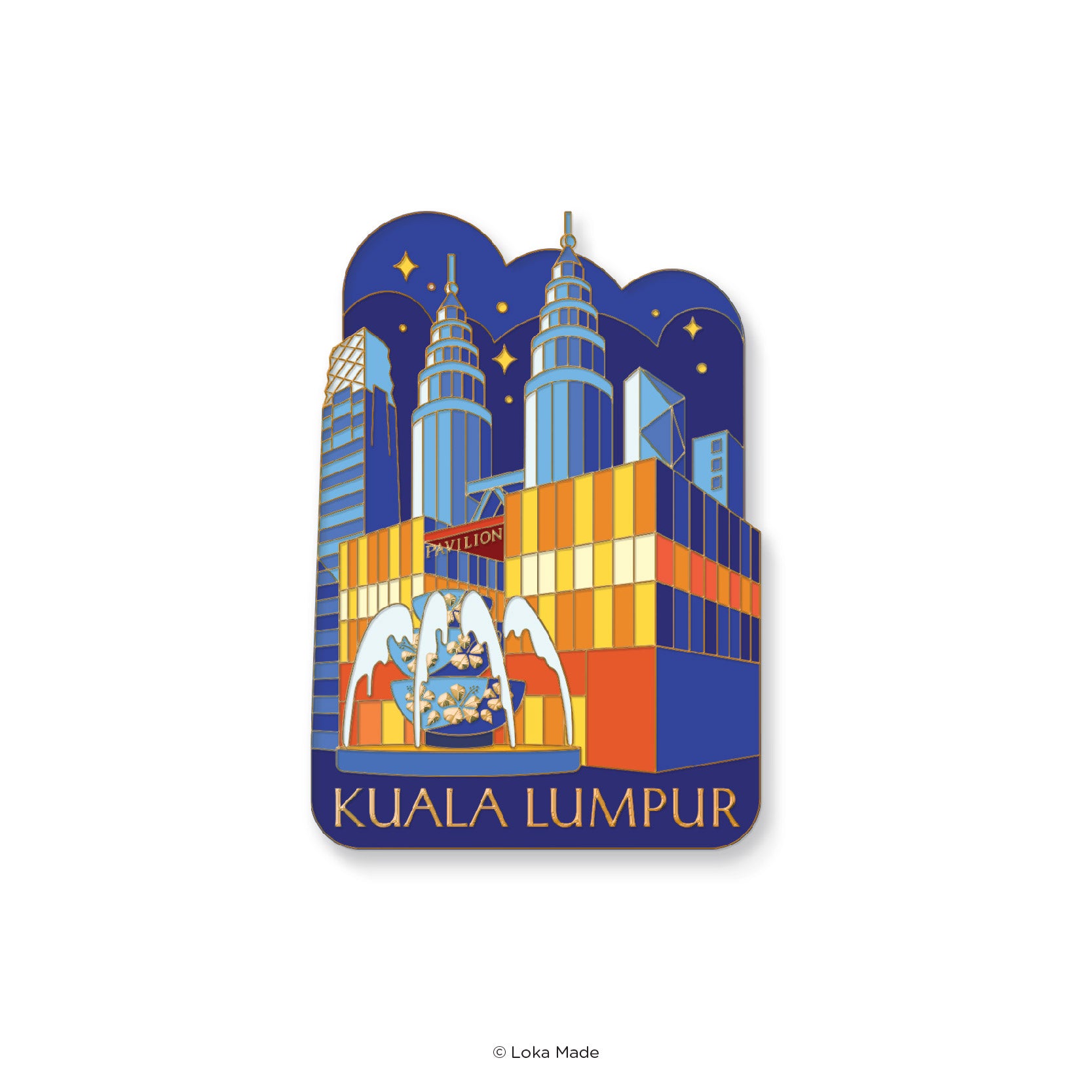 Loka Made Enamel Magnet - Night View in Kuala Lumpur
