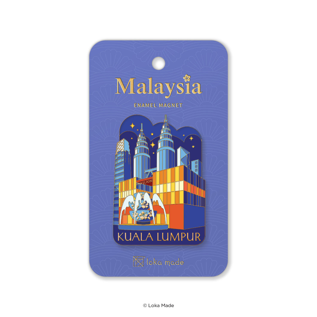 Night View in Kuala Lumpur - Enamel Magnet