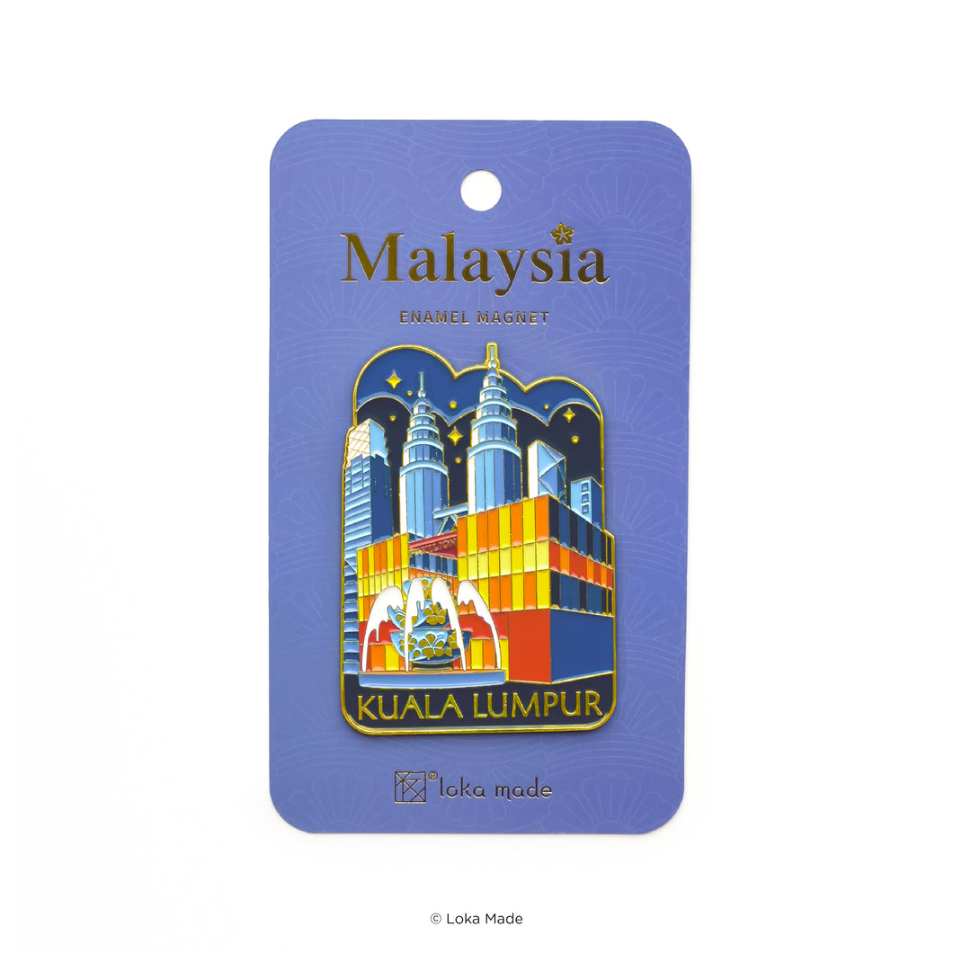 Night View in Kuala Lumpur - Enamel Magnet