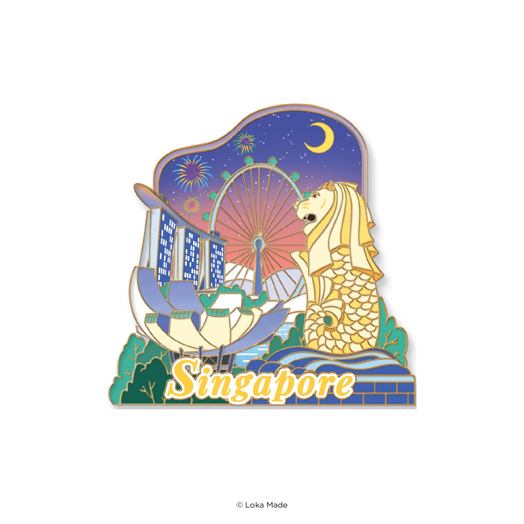 Loka Made Enamel Magnet - Sparkle Over Singapore