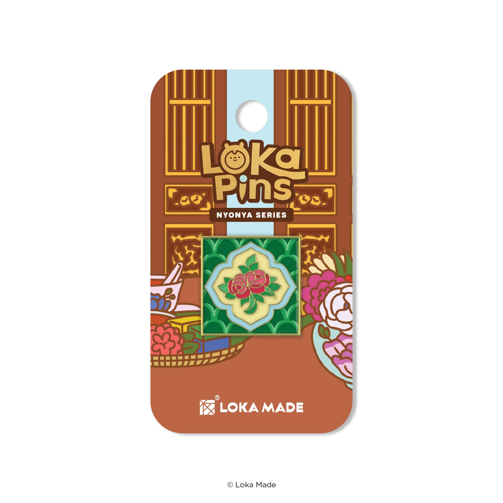 Loka Pin 'Red Rose Tile' - Enamel Pin