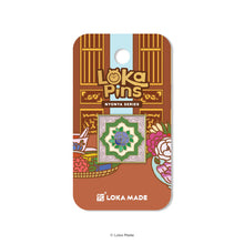 Load image into Gallery viewer, Loka Pin &#39;Blue Rose Tile&#39; - Enamel Pin
