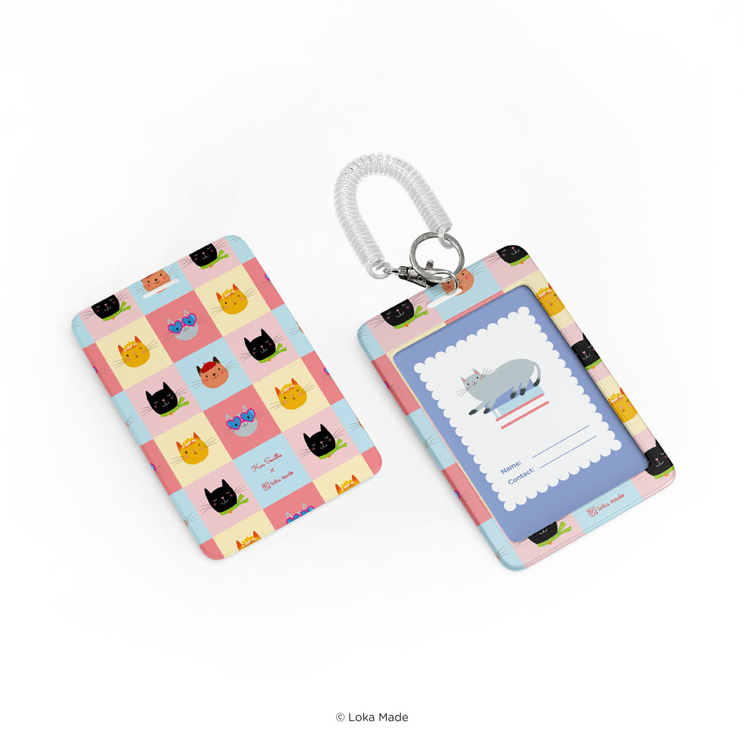 Ken Smiths x Loka Made 'Checkered Cat' - ID Tag Holder