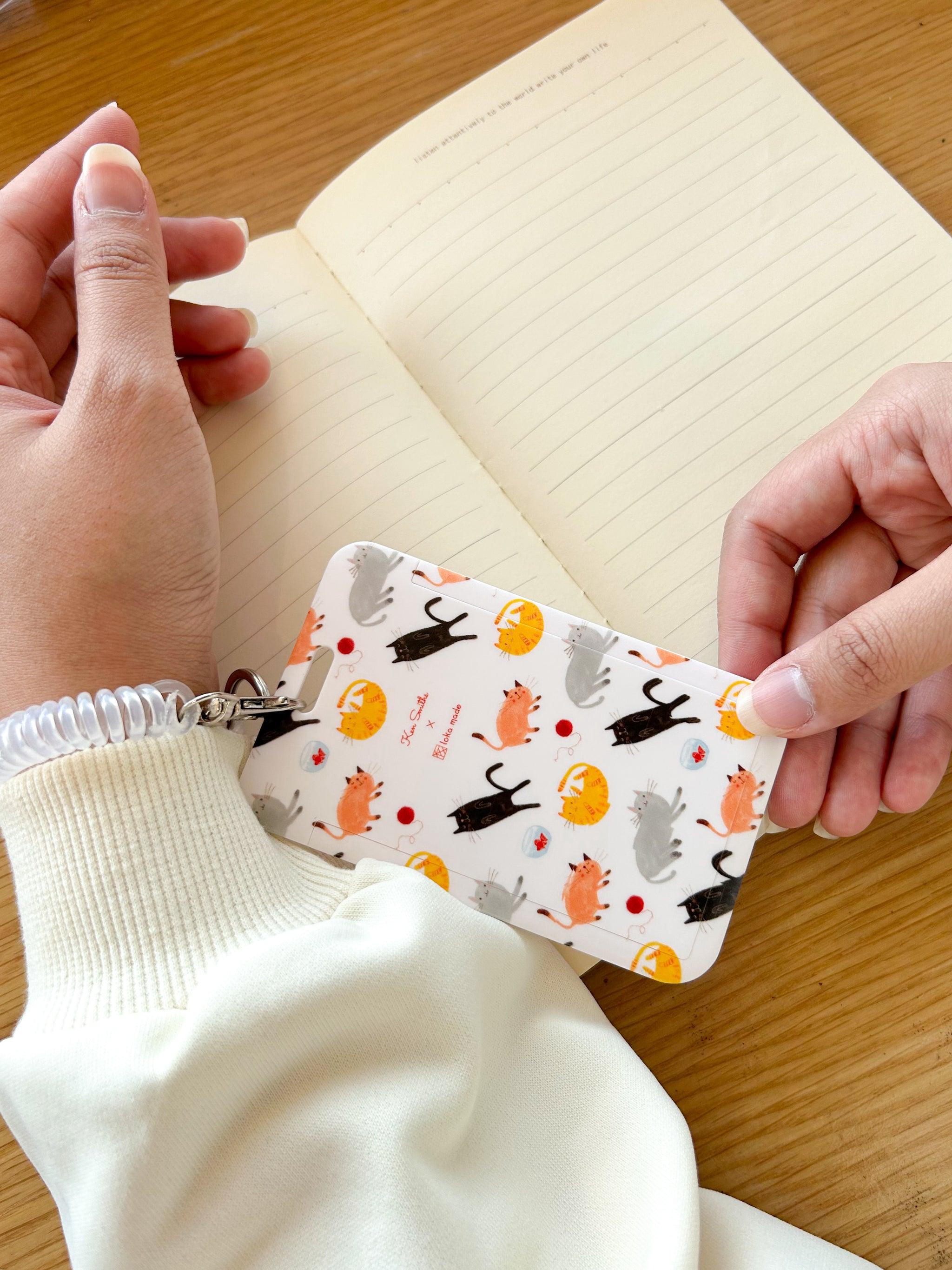 Ken Smiths x Loka Made 'Playful Cat' - ID Tag Holder