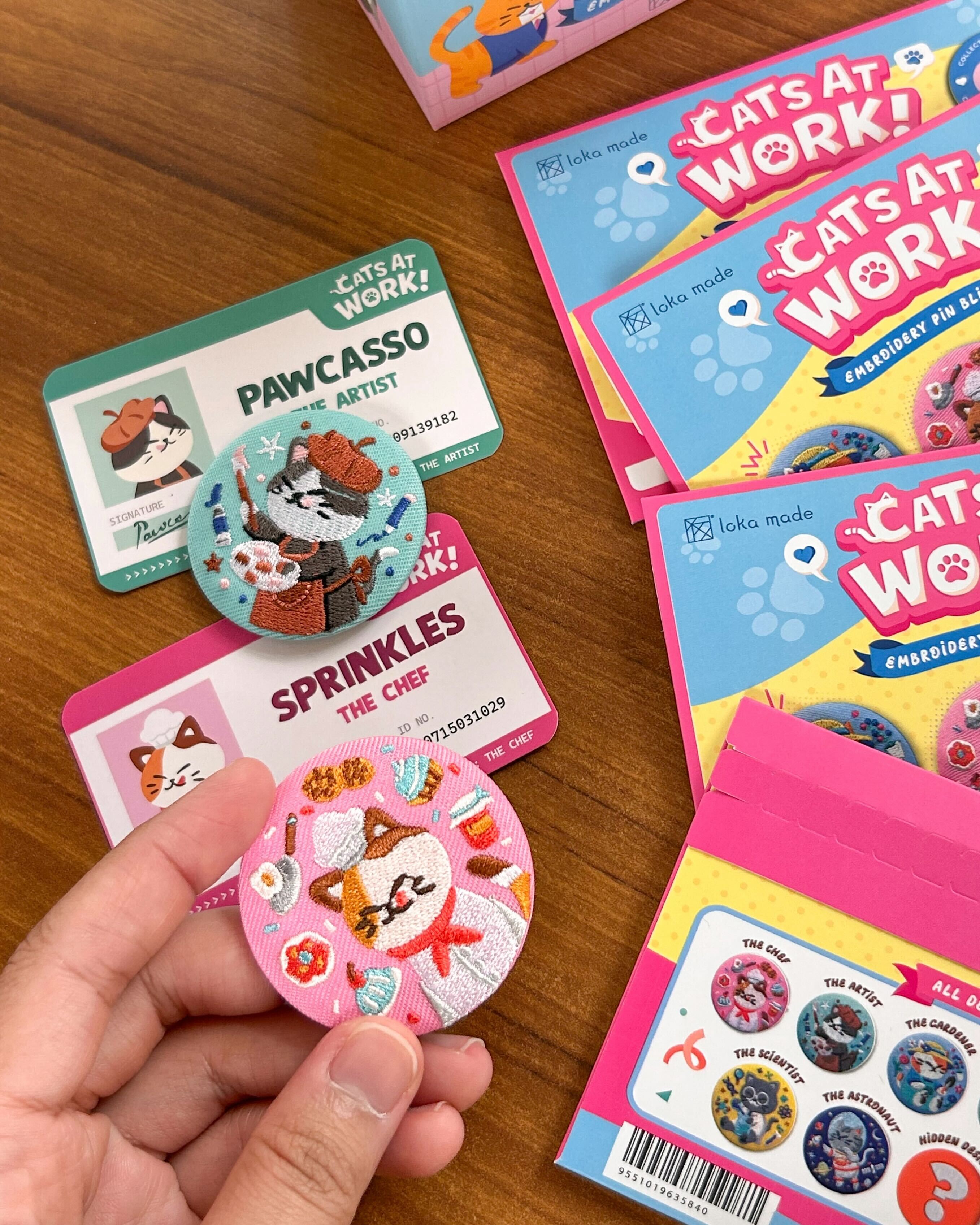 Cats At Work - Embroidery Pin Blind Bag