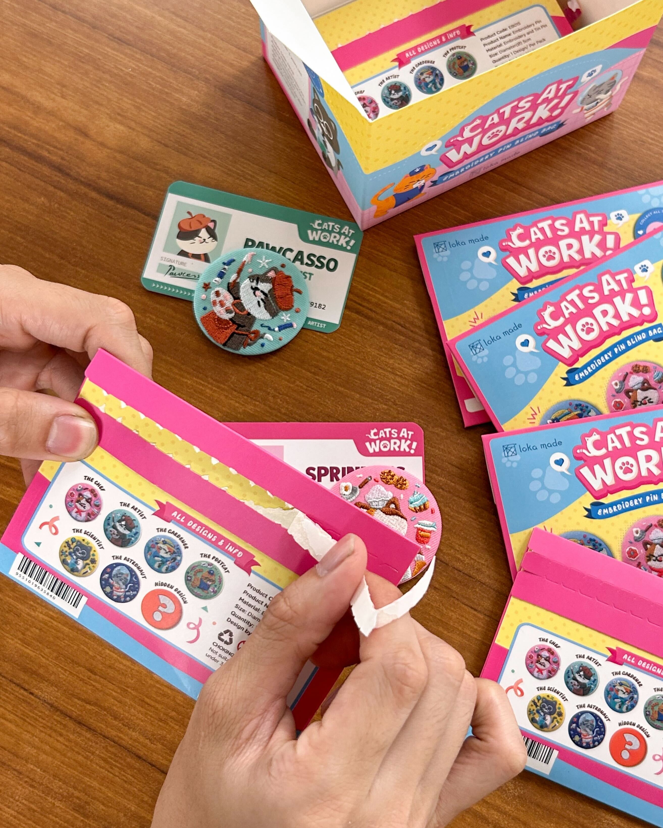 Cats At Work - Embroidery Pin Blind Bag