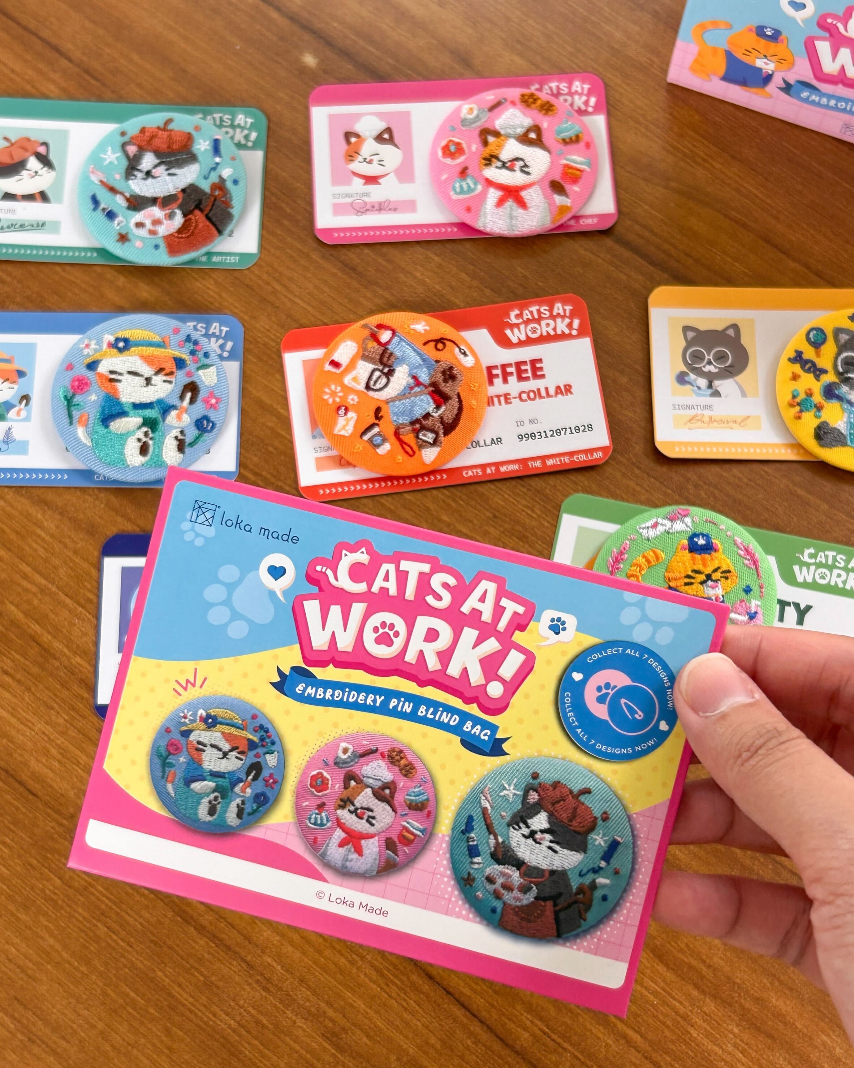 Cats At Work - Embroidery Pin Blind Bag