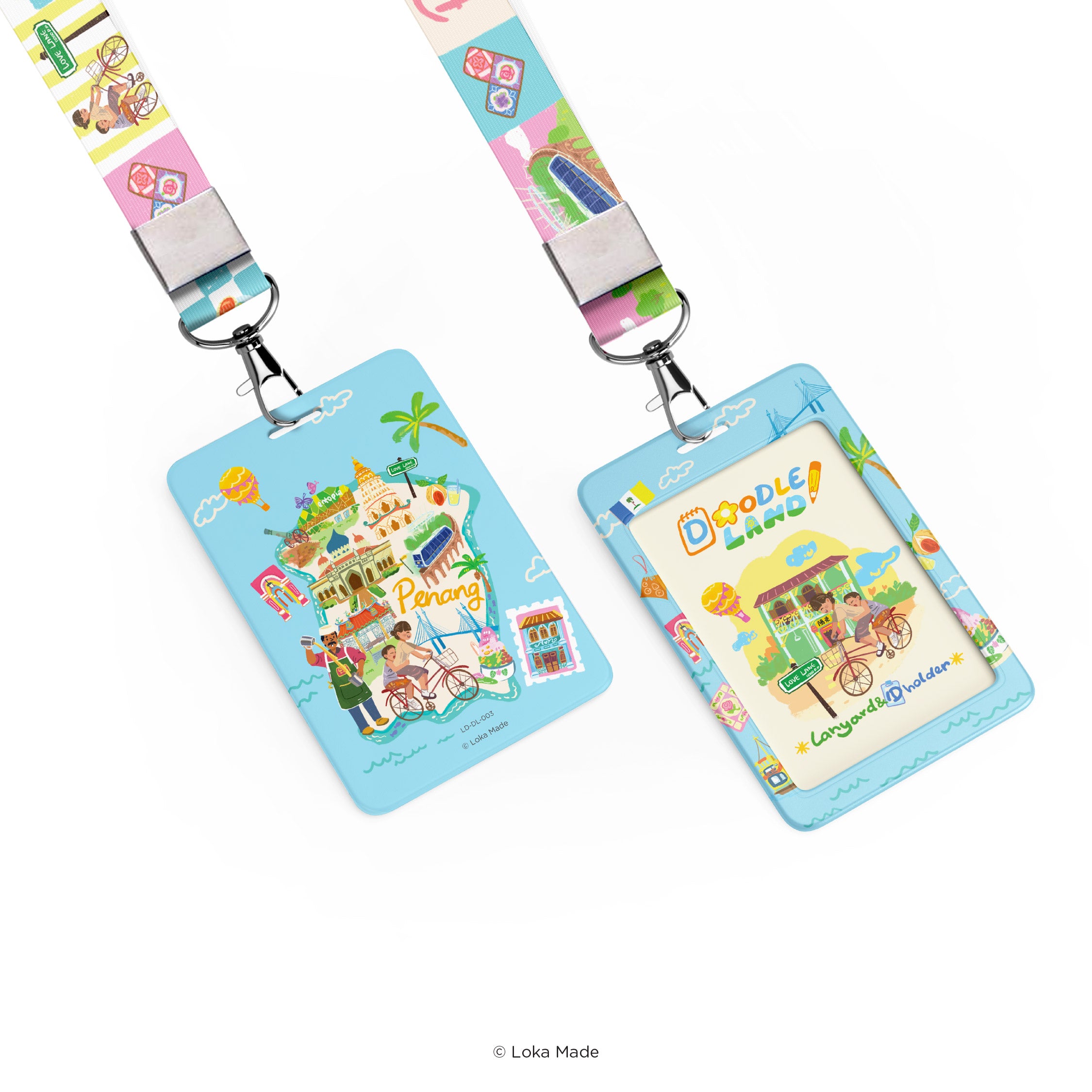 Doodle Land: Penang Island Map - Lanyard & ID Card Holder