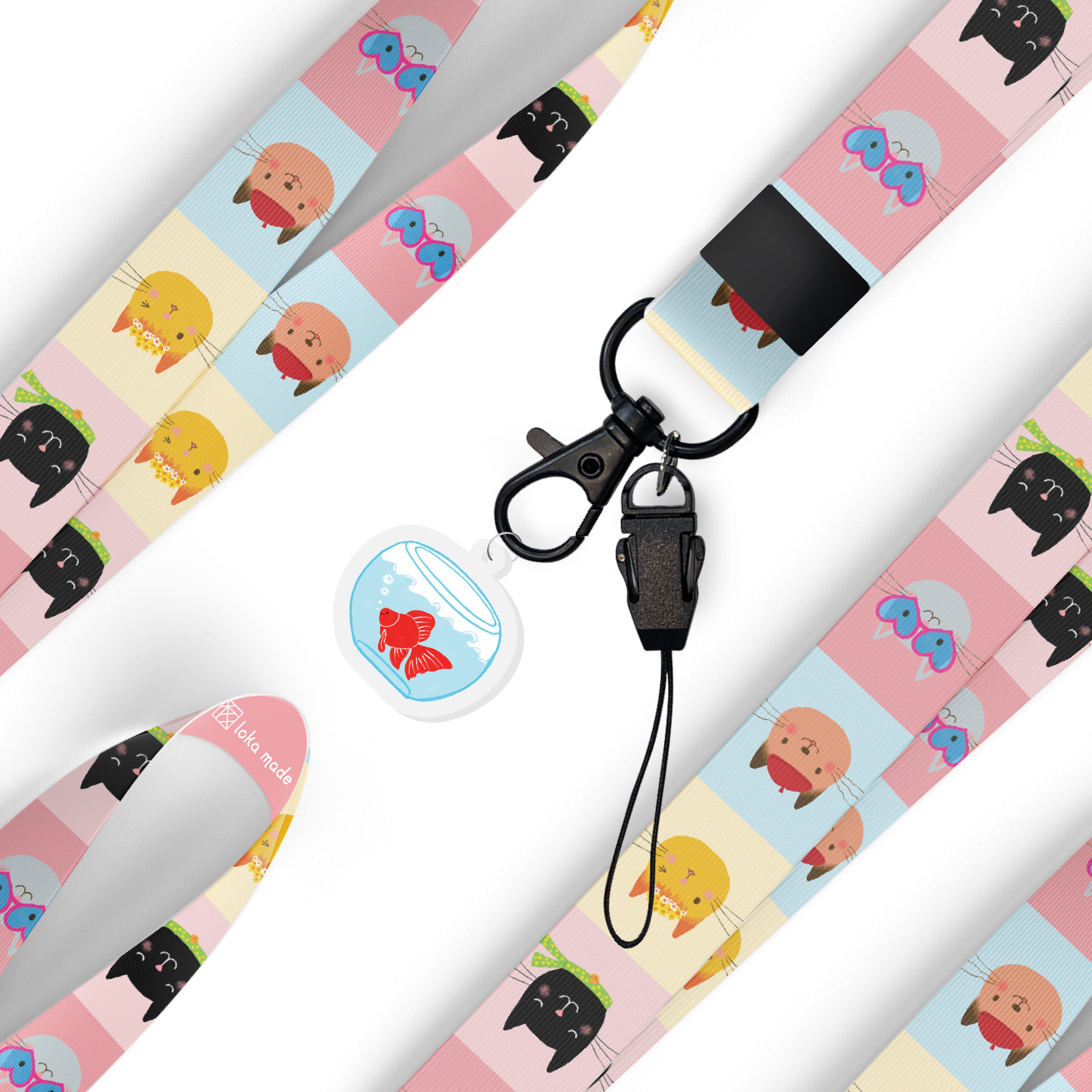 Ken Smiths x Loka Made 'Checkered Cat' - Lanyard