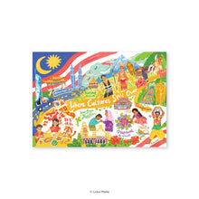 Load image into Gallery viewer, Doodle Land: Where Cultures Spilled Over - Malaysia Postcard

