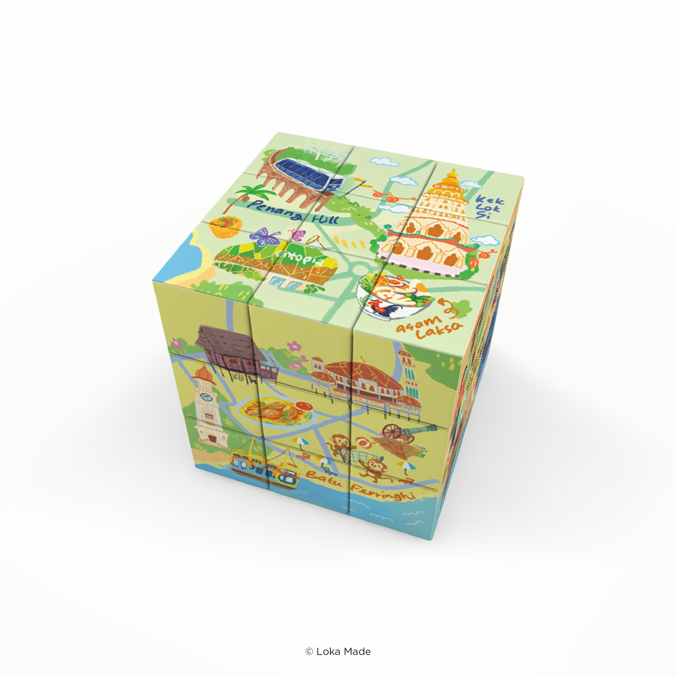 Doodle Land: Scenery of Penang - 3x3 Magic Cube
