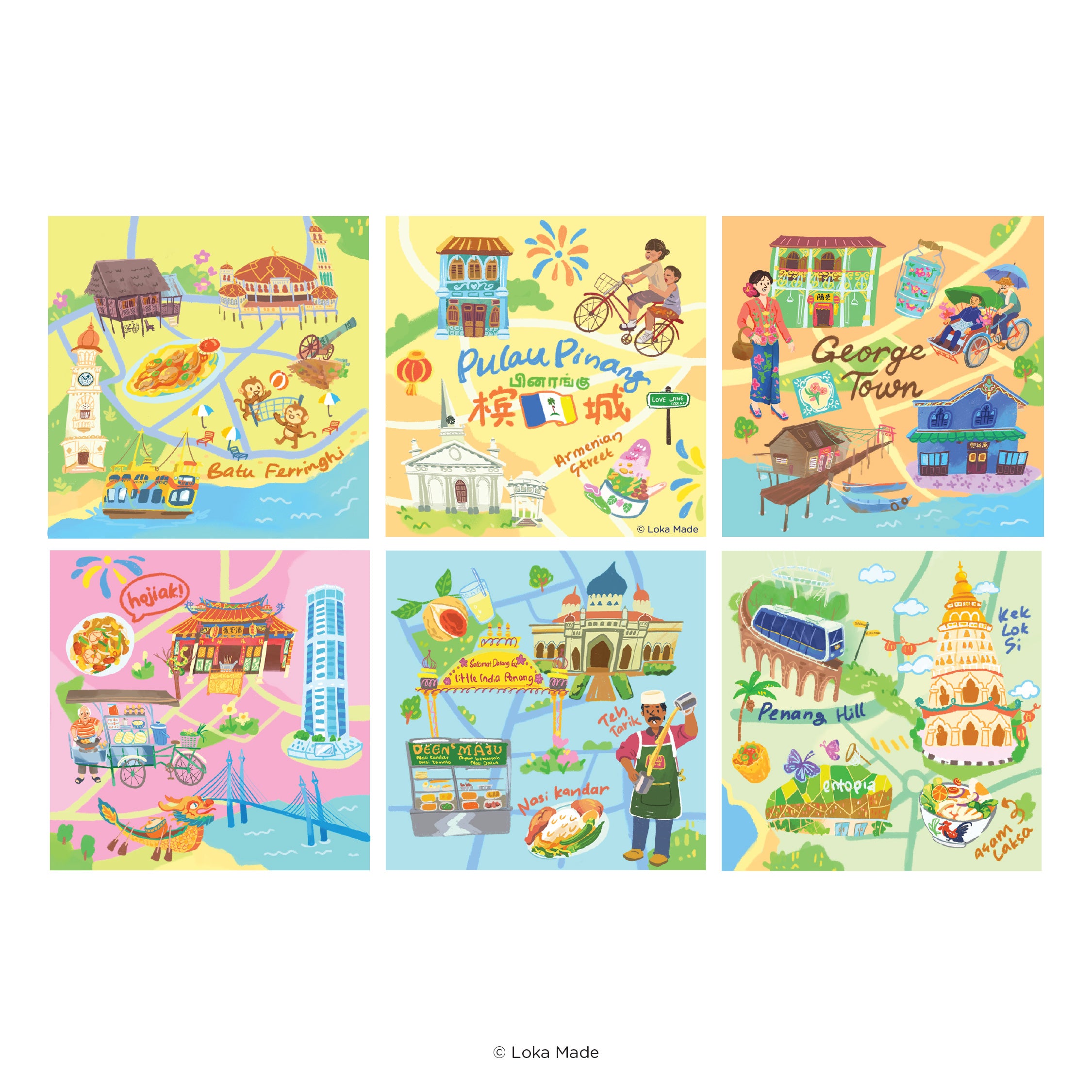 Doodle Land: Scenery of Penang - 3x3 Magic Cube