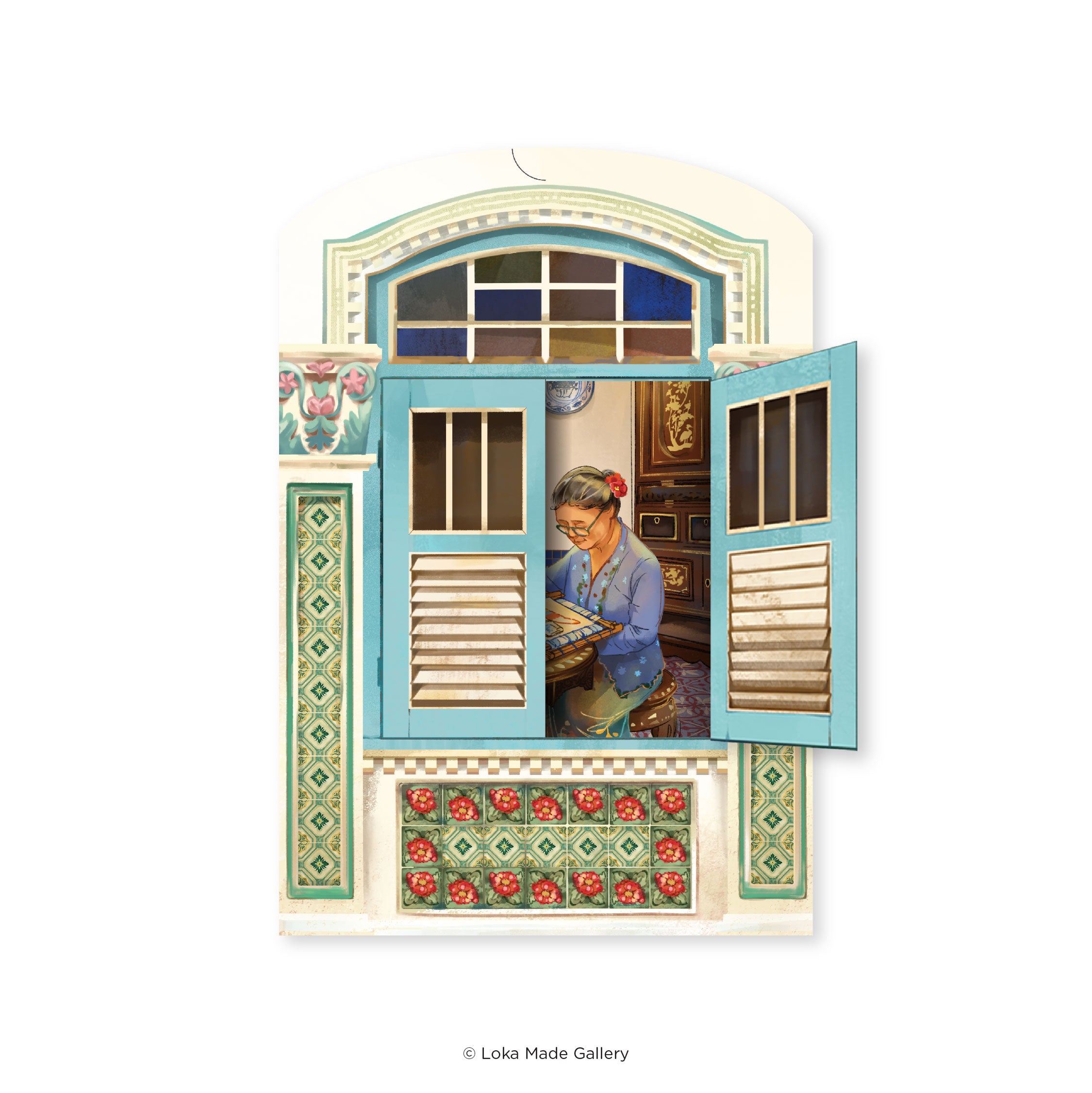 Nyonya’s Memoir: Embroidering Beauty - Shaped Postcard