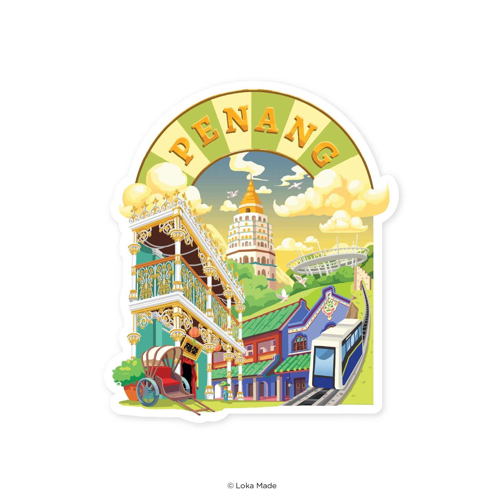 Loka Made Shaped Postcard: Golden Penang