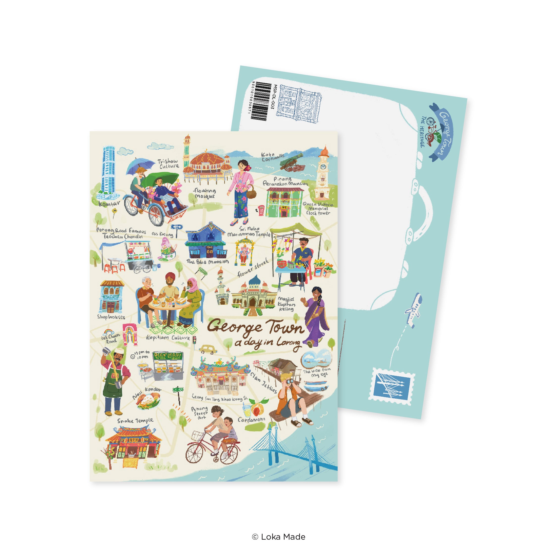 Doodle Land: George Town A Day In Lorong - Malaysia Postcard