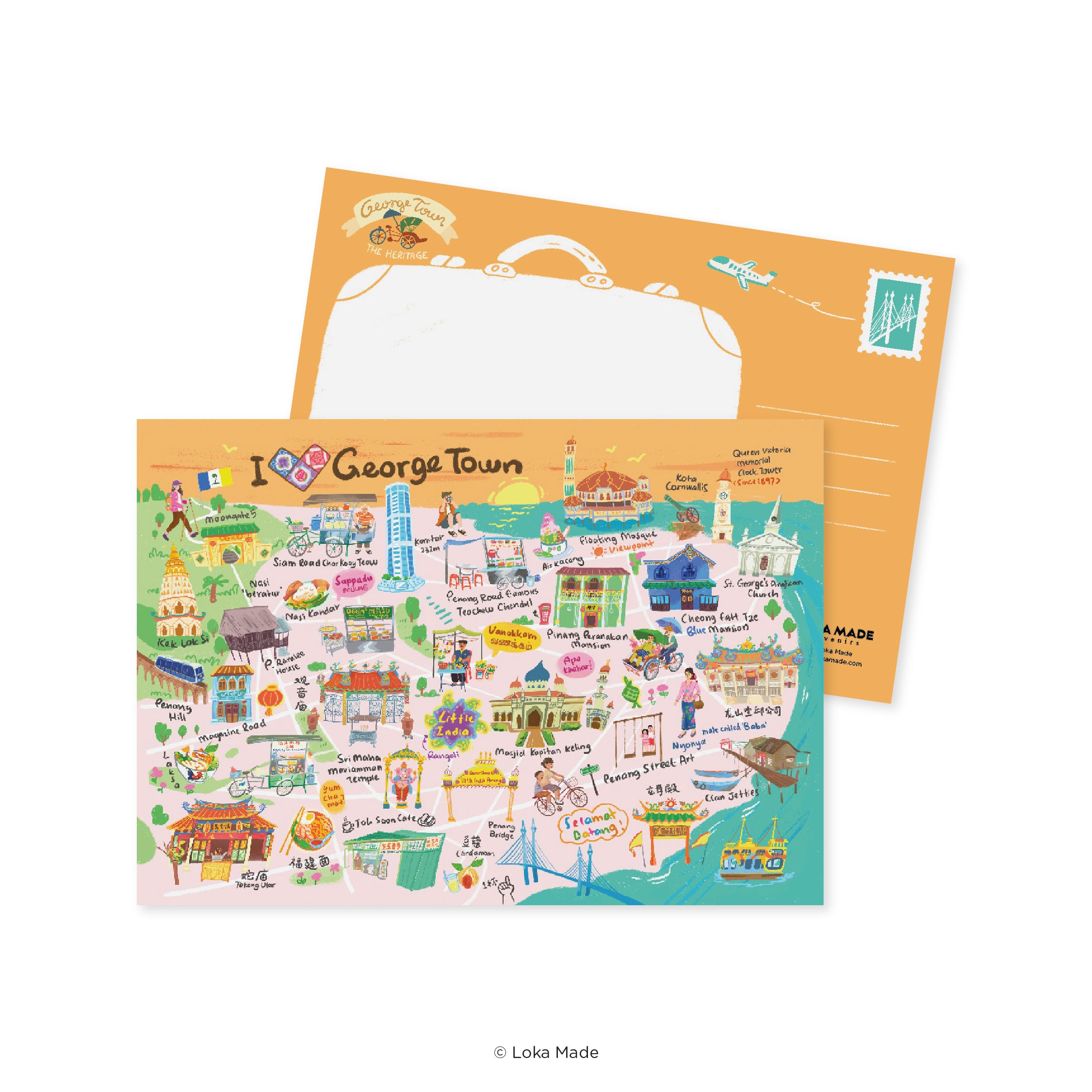 Doodle Land: I Love George Town - Malaysia Postcard