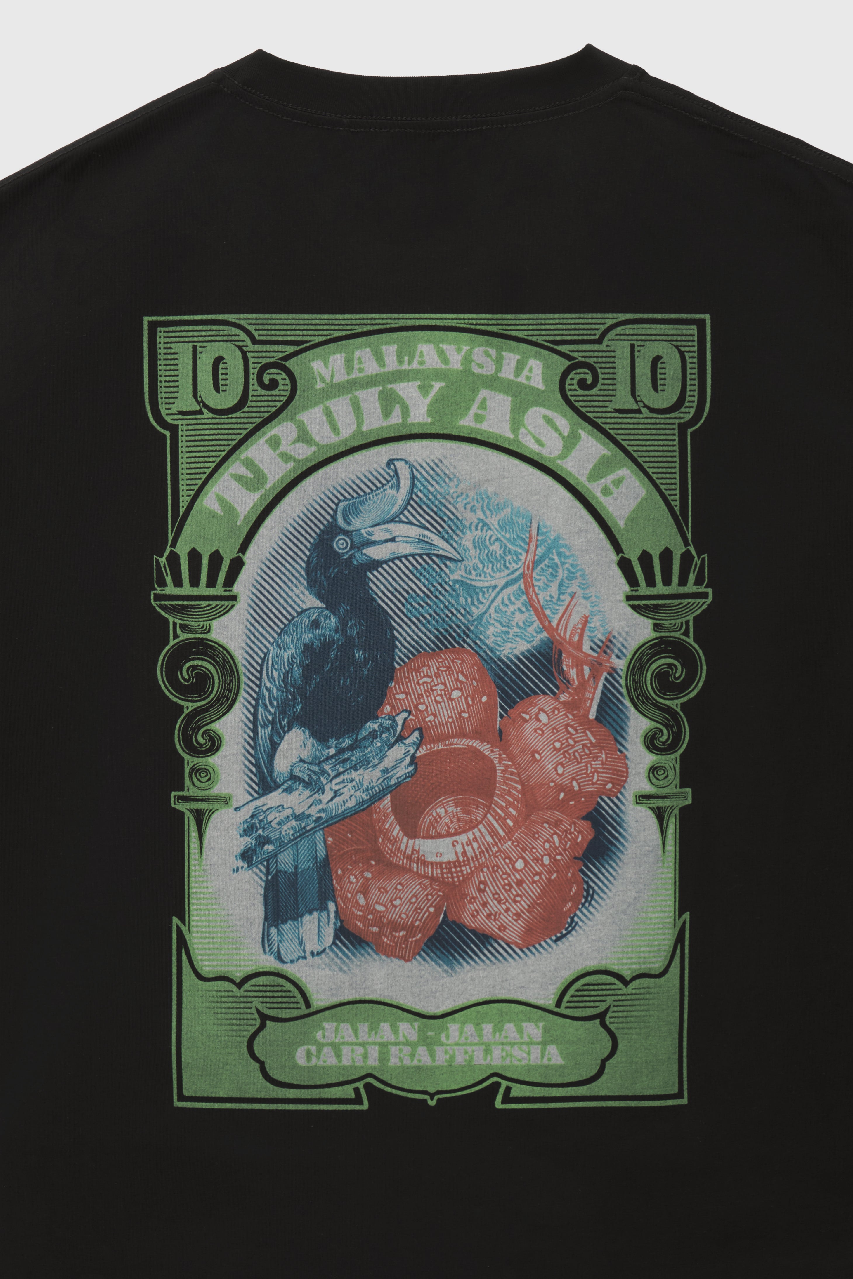 Oxwhite x Loka Made Truly Asia Print Tee: Cari Rafflesia (Black Tee)