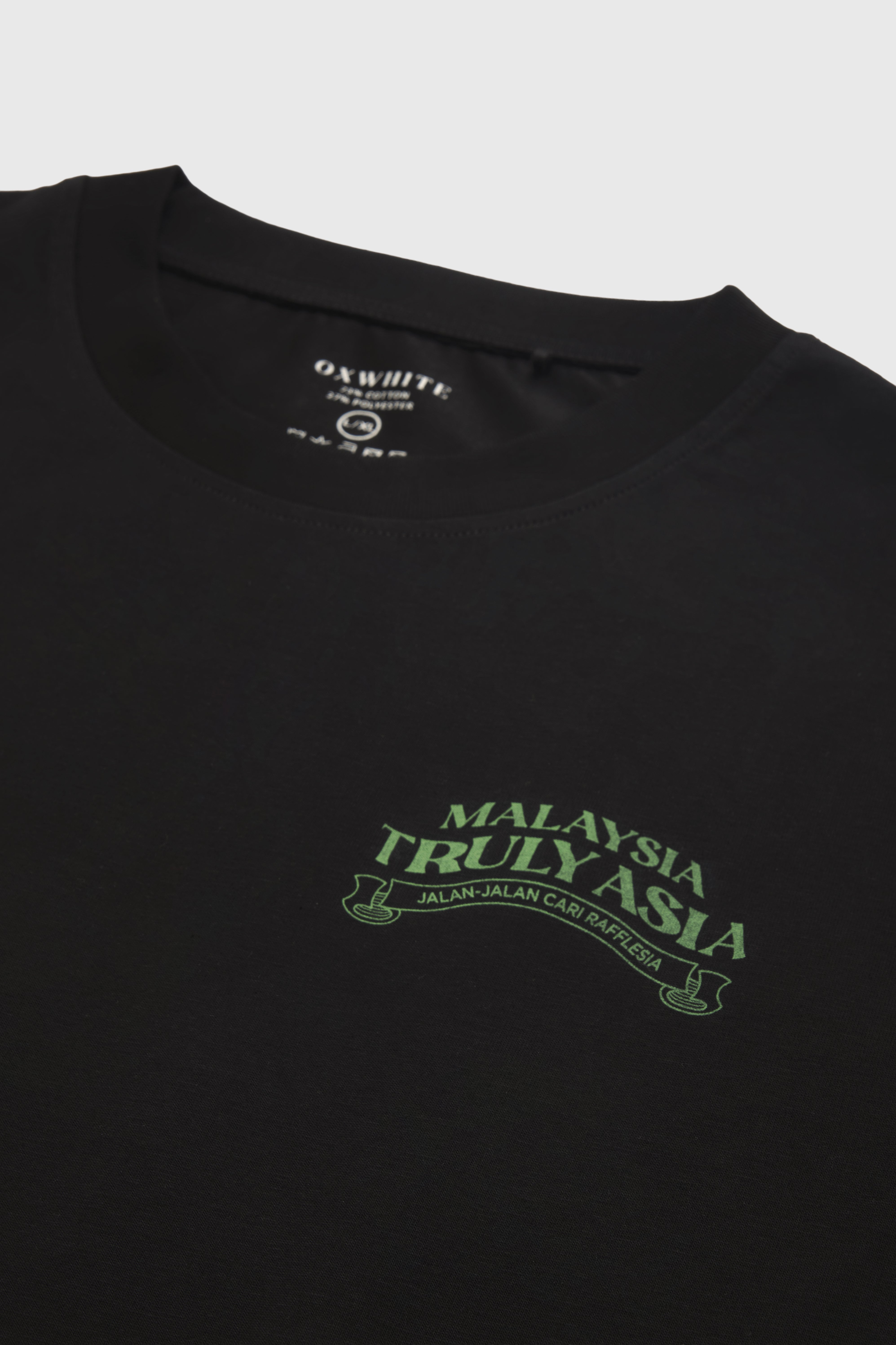 Oxwhite x Loka Made Truly Asia Print Tee: Cari Rafflesia (Black Tee)