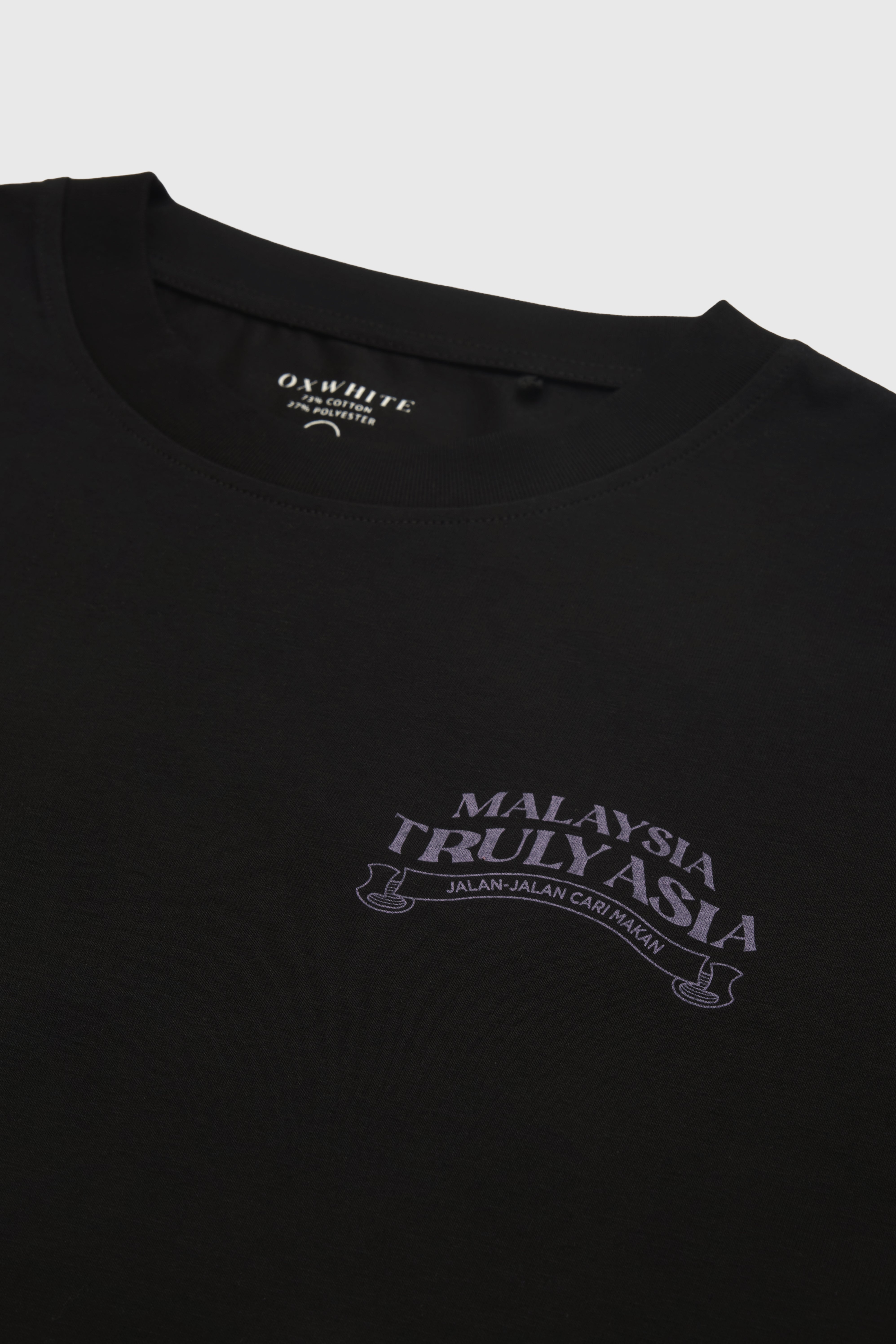 Oxwhite x Loka Made Truly Asia Print Tee: Cari Makan (Black Tee)