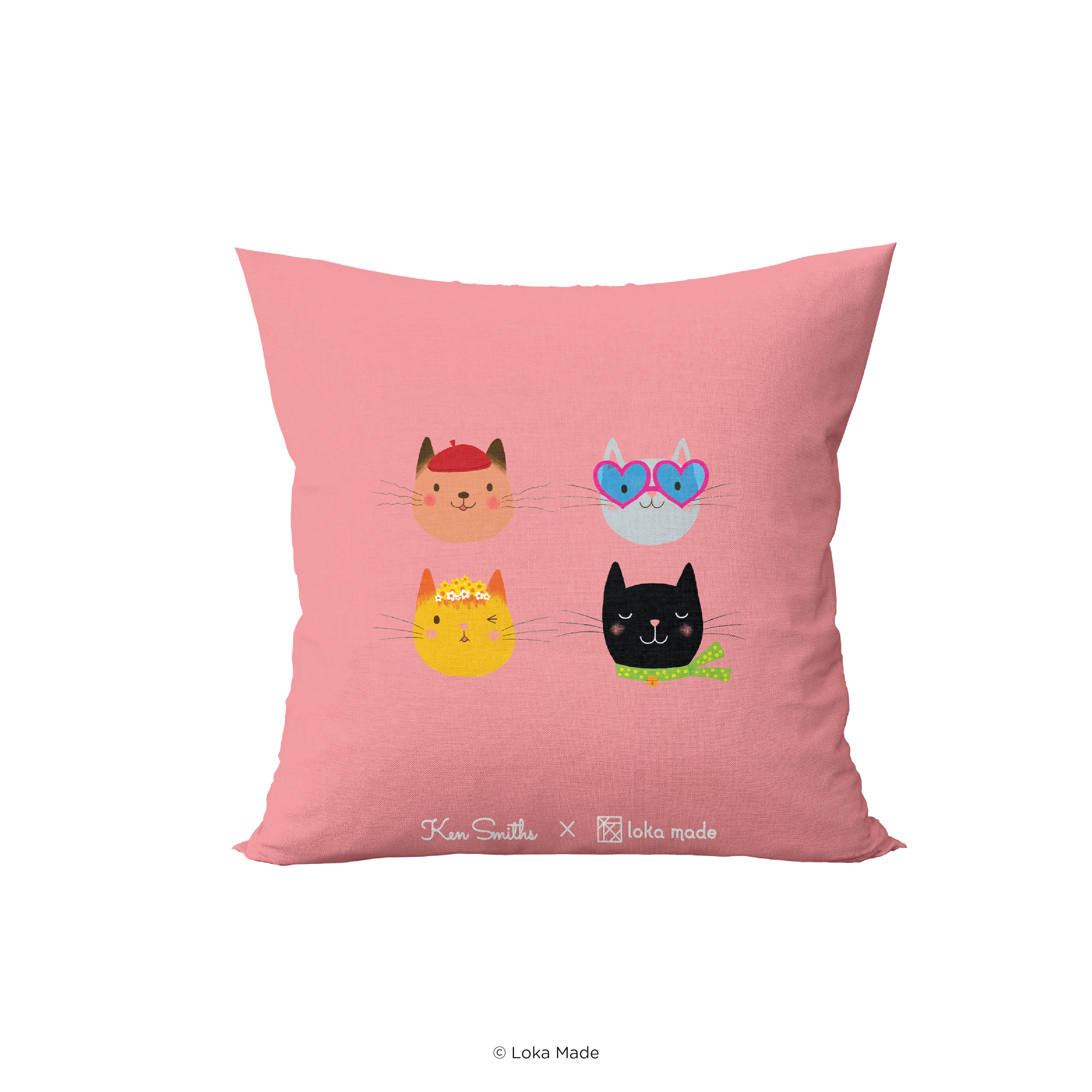 Ken Smiths x Loka Made 'Checkered Cat' - Cushion Cover with insert