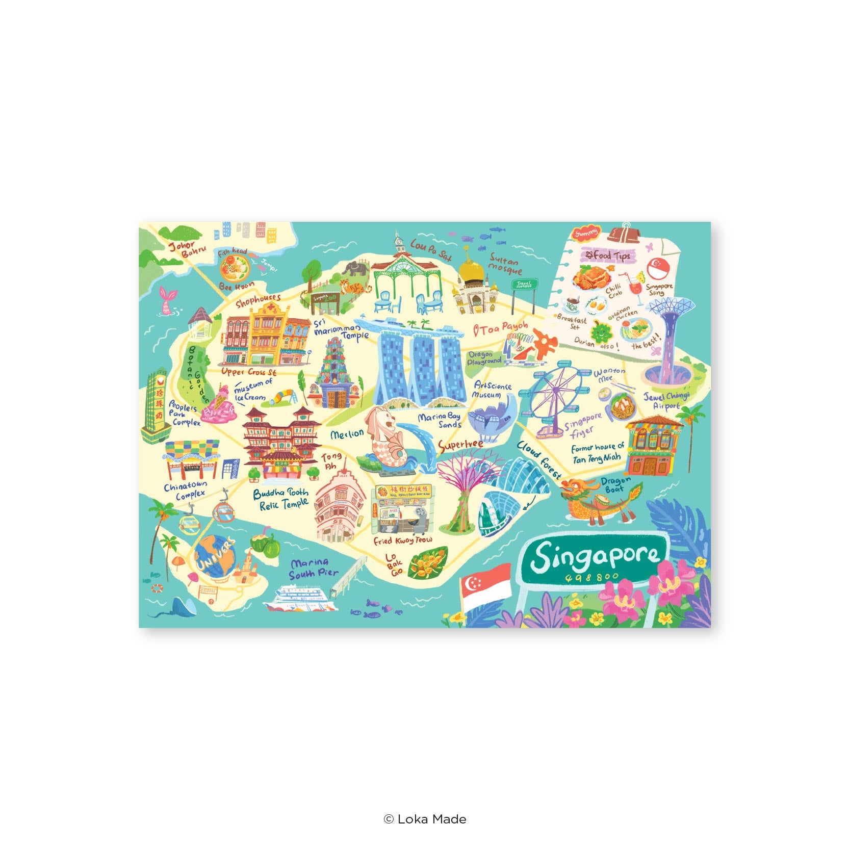Doodle Land: Explore Singapore - Singapore Postcard