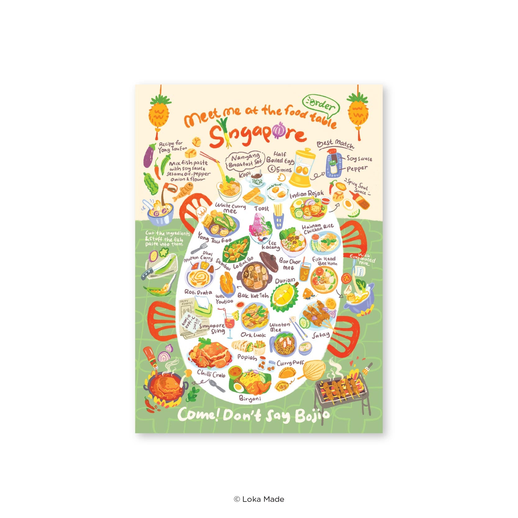 Doodle Land: Meet Me At The Food Table - Singapore Postcard