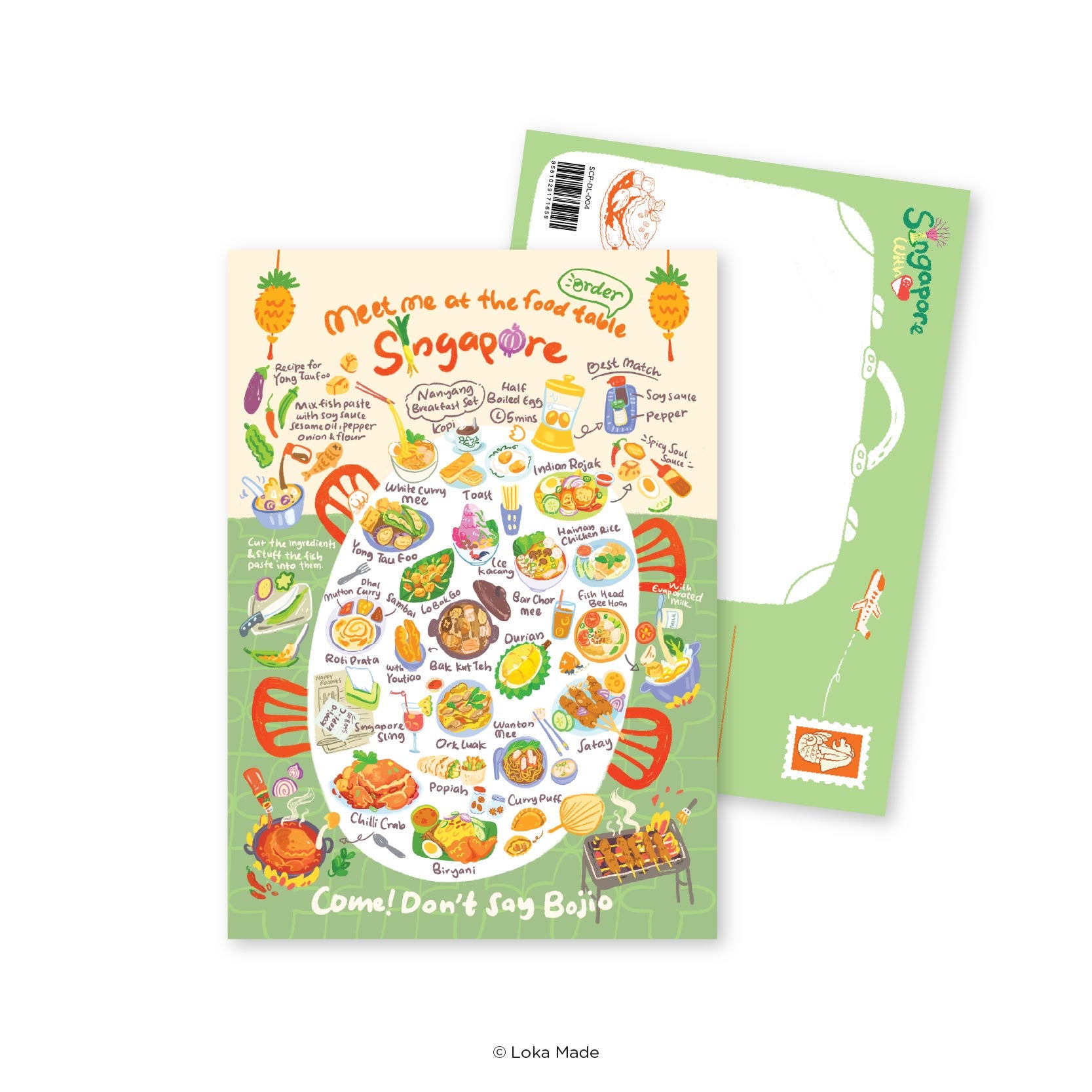 Doodle Land: Meet Me At The Food Table - Singapore Postcard