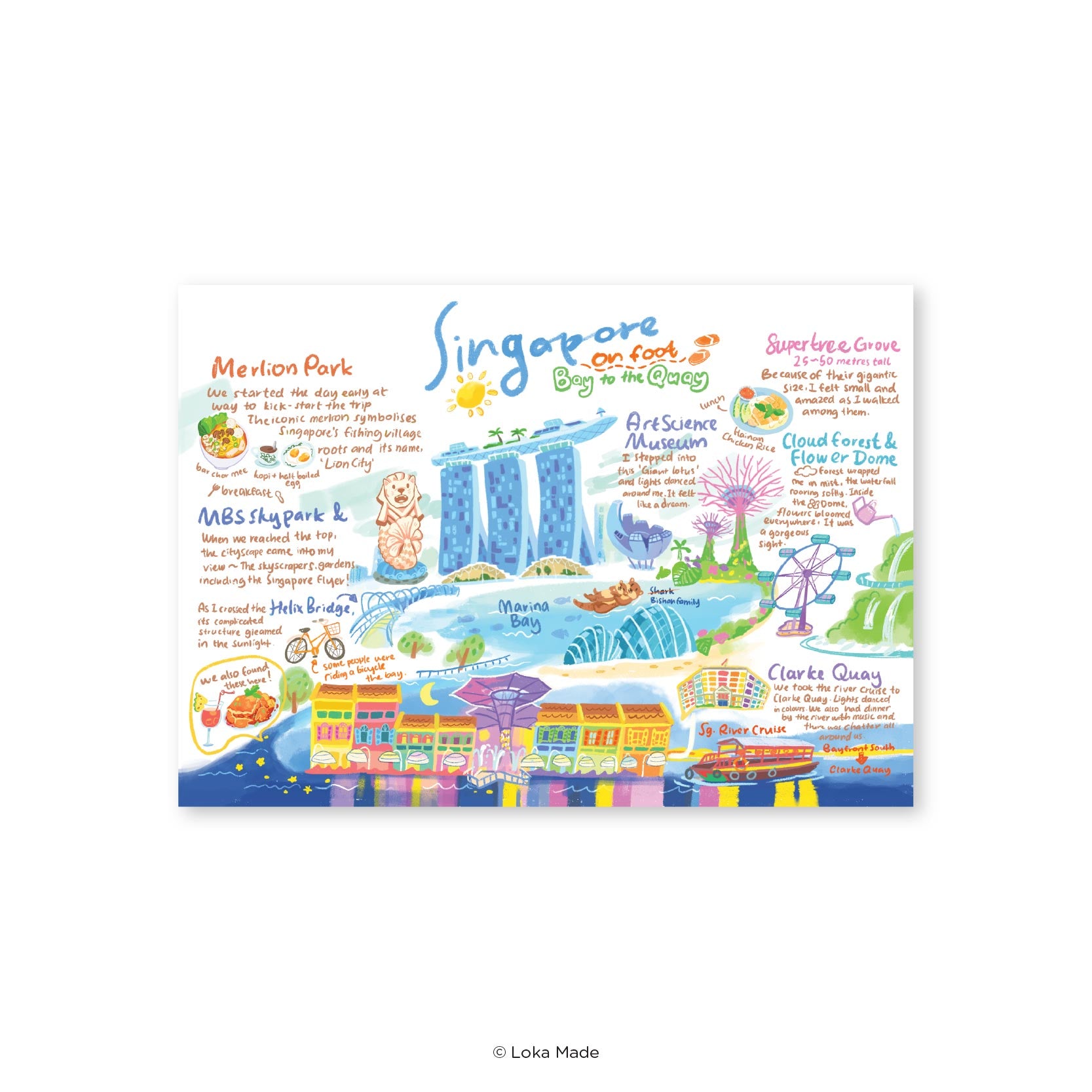 Doodle Land: Singapore On Foot - Singapore Postcard