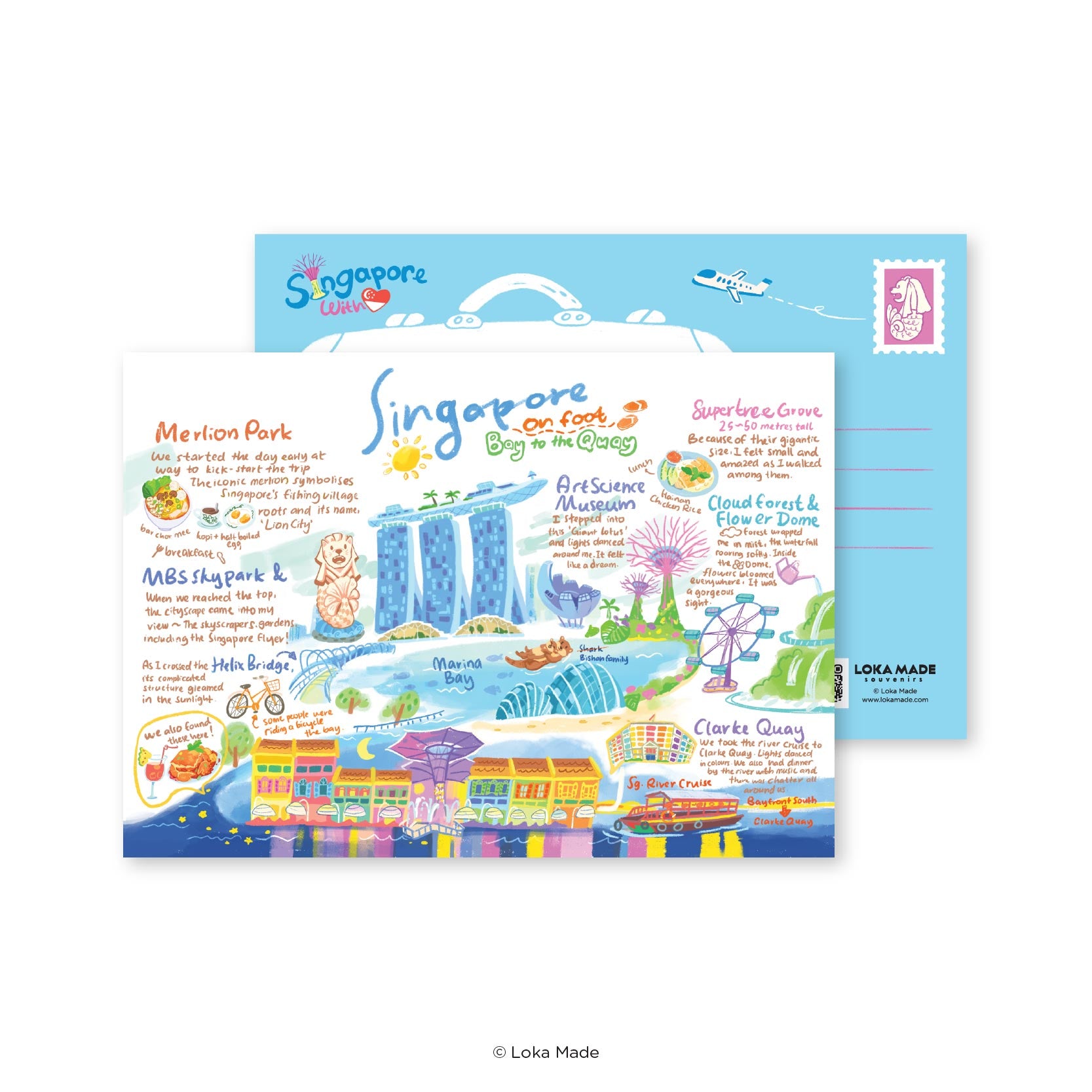 Doodle Land: Singapore On Foot - Singapore Postcard