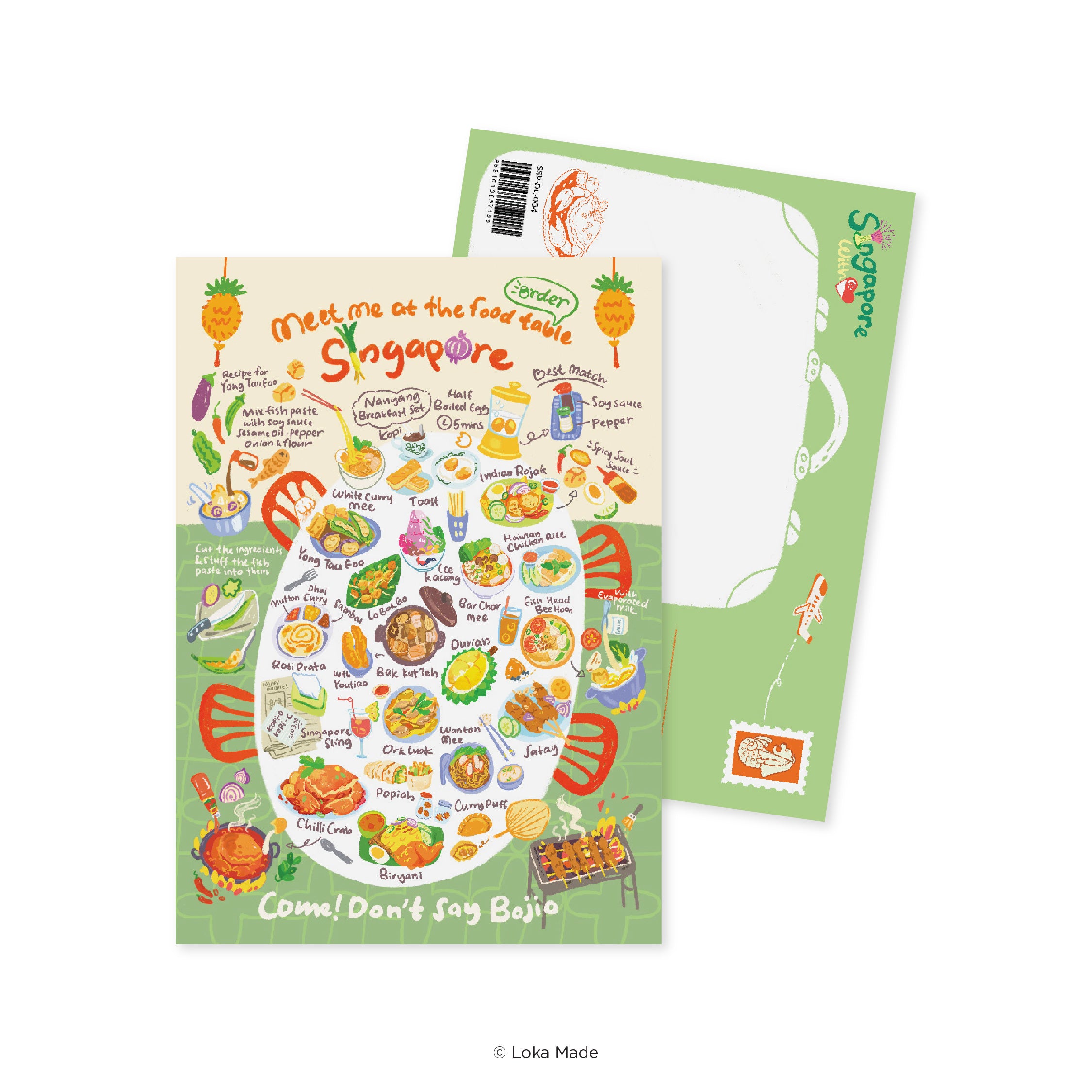 Doodle Land: Meet Me At The Food Table - Singapore Postcard