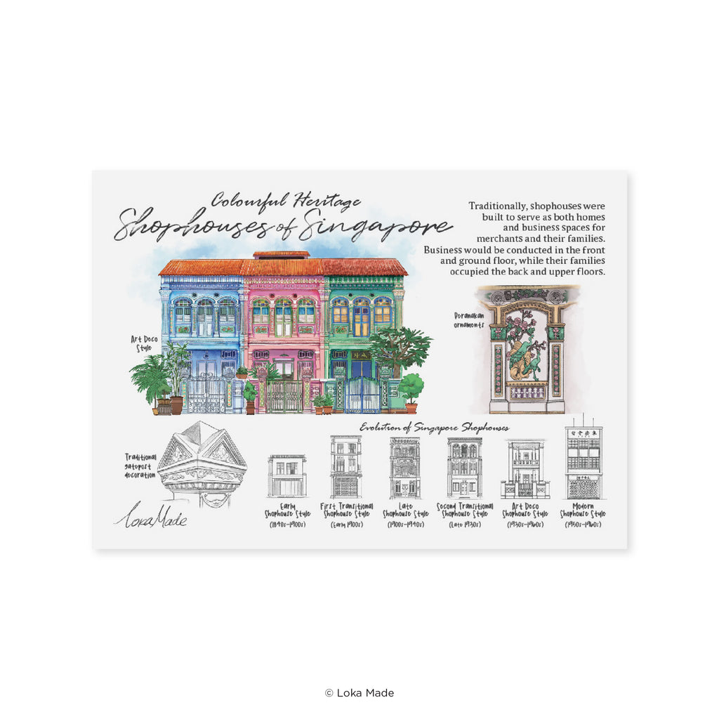 Lokapedia Singapore: Shophouses Of Singapore - Singapore Postcard